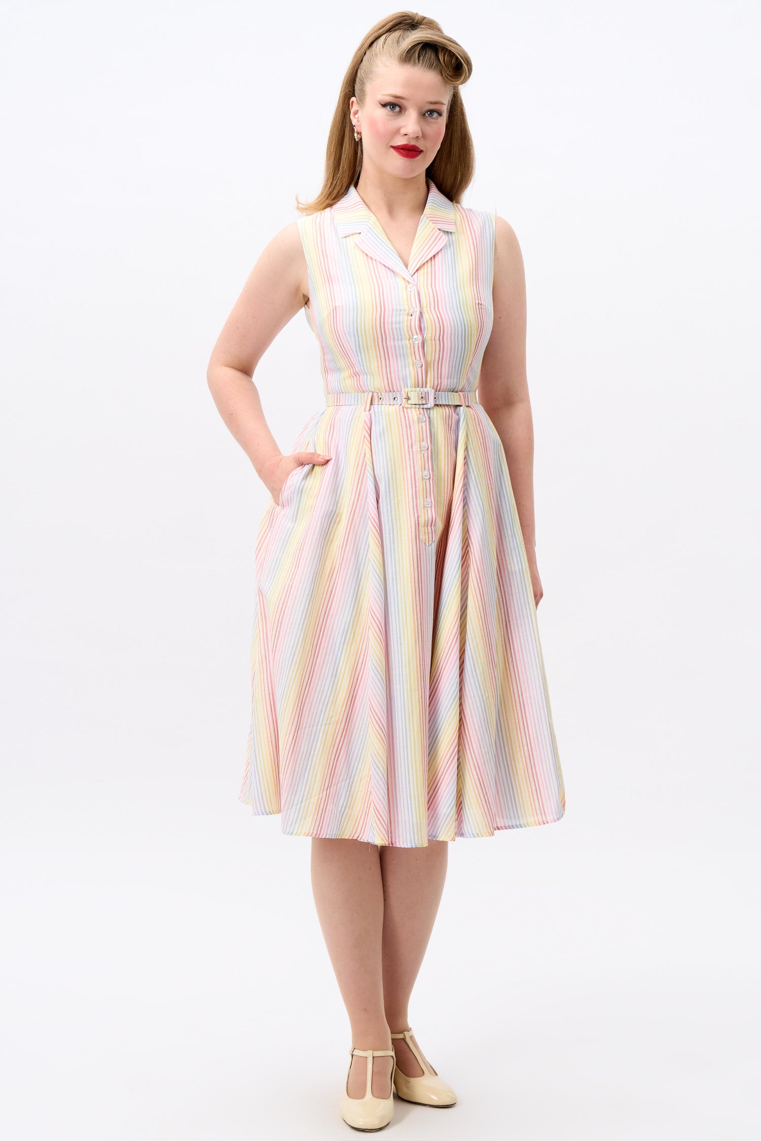 Caterina Sleeveless Sherbet Stripe Dress