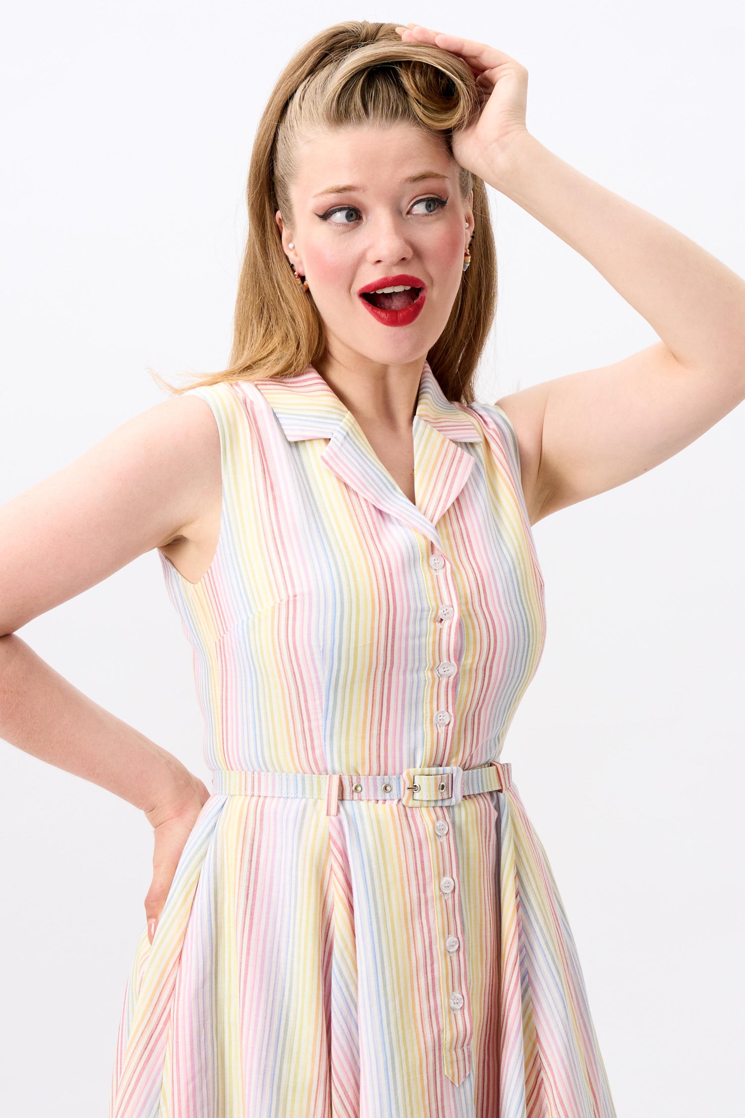 Caterina Sleeveless Sherbet Stripe Dress