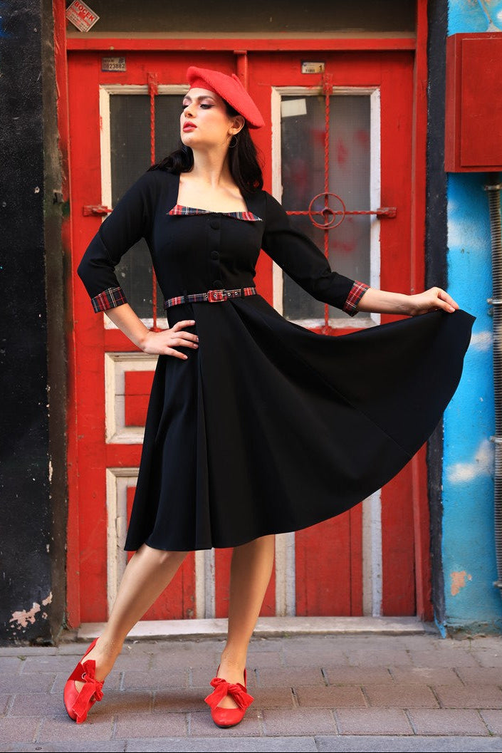 Wanda Check Trim Swing Dress