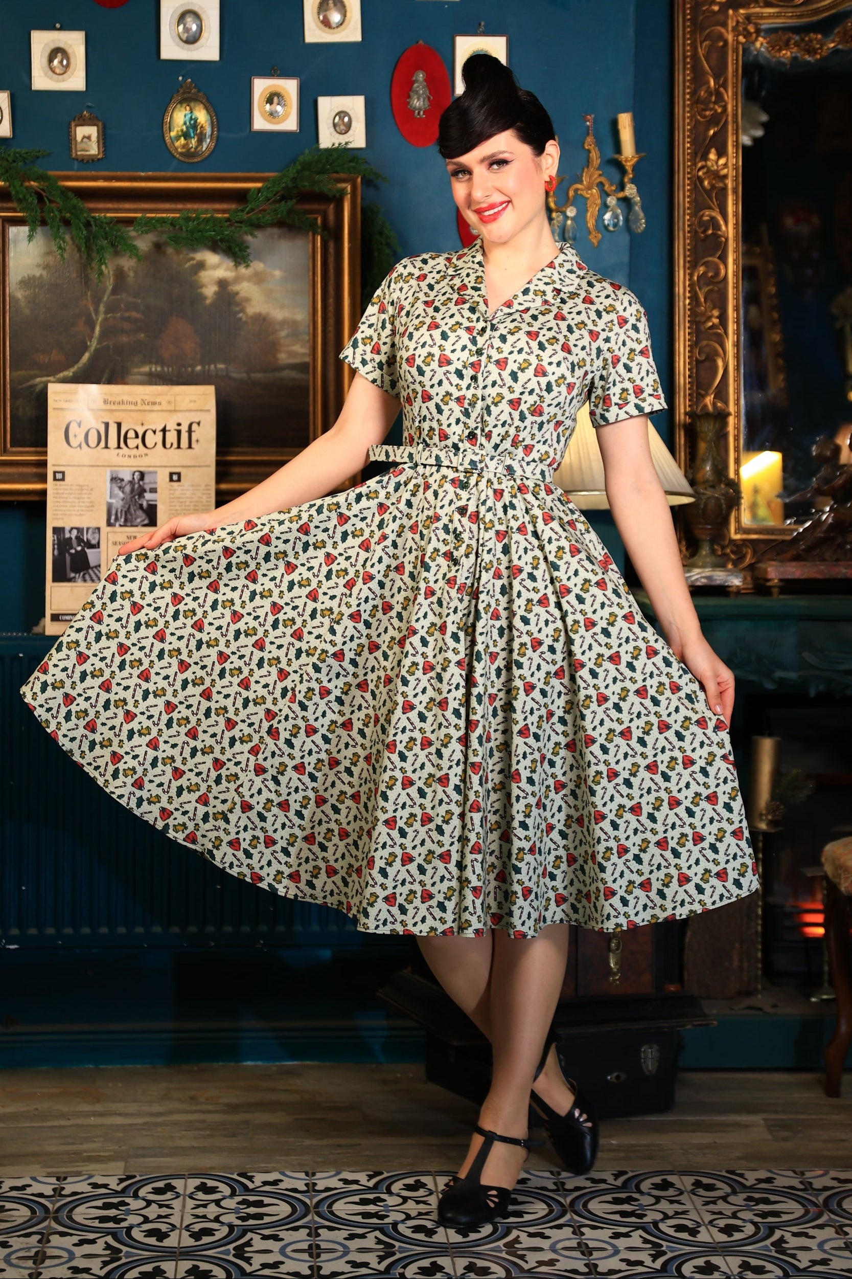 Caterina Candy Cane Swing Dress