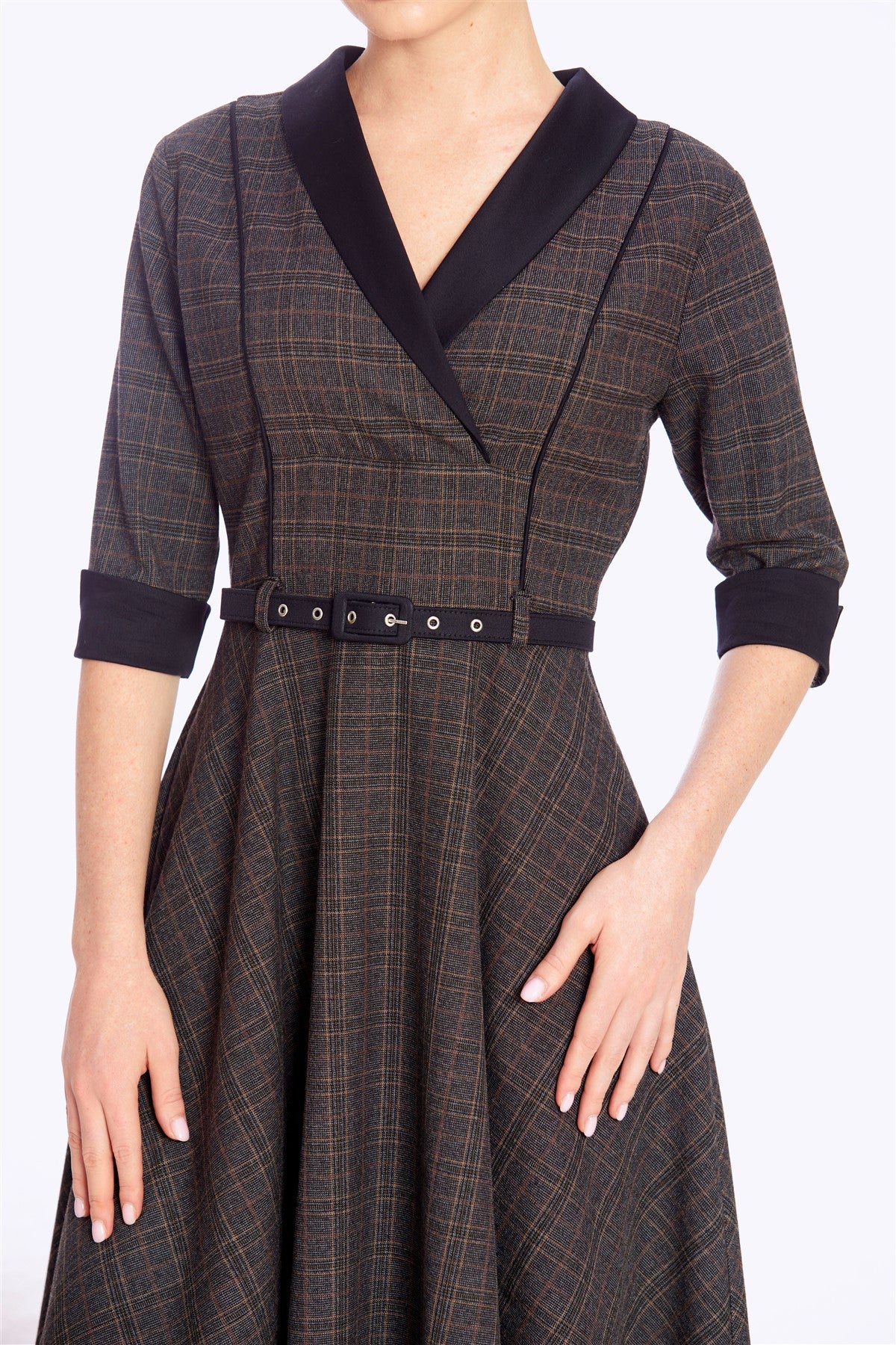 Margaret Heritage Check Flared Dress
