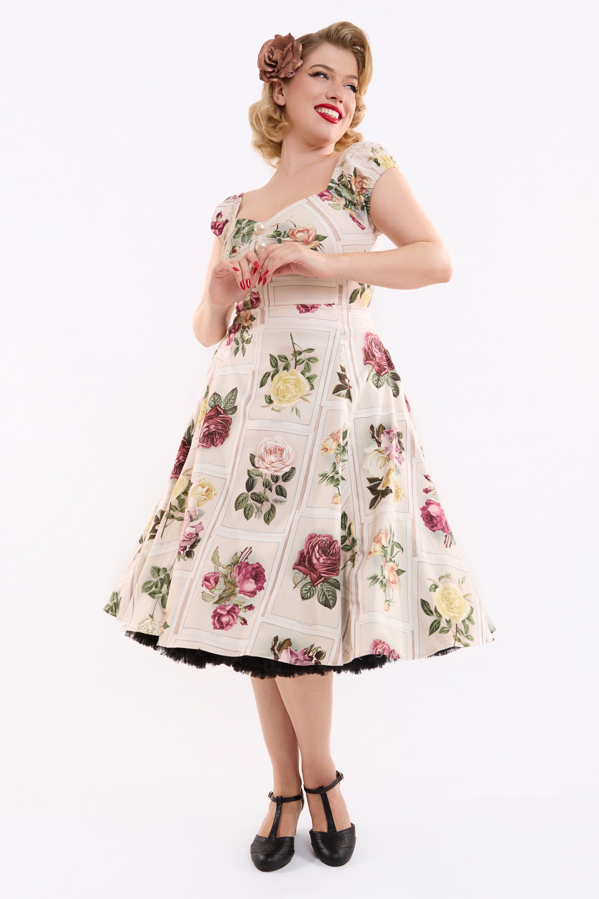 Dolores Framed Roses Swing Dress