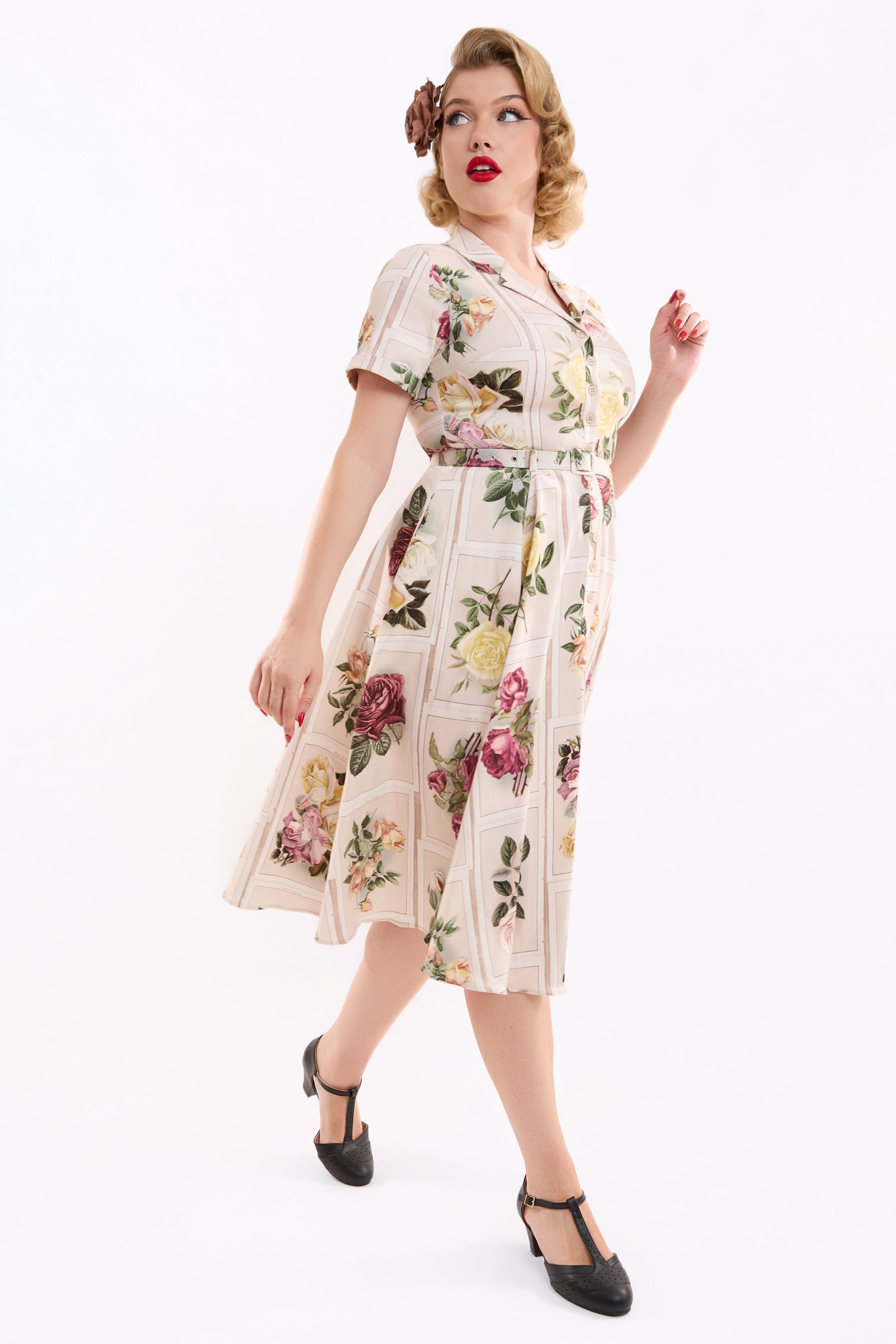 Caterina Framed Roses Swing Dress