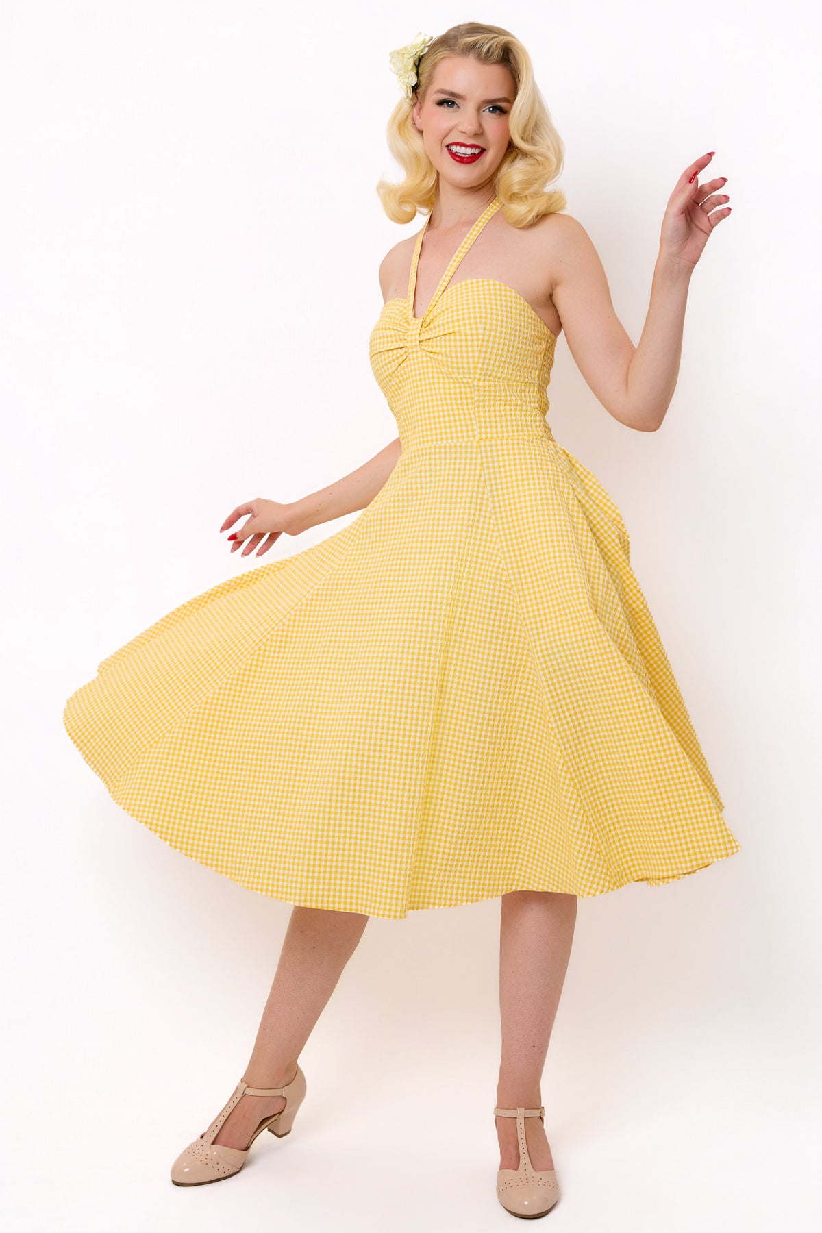 Sally Summer Gingham Swing Dress