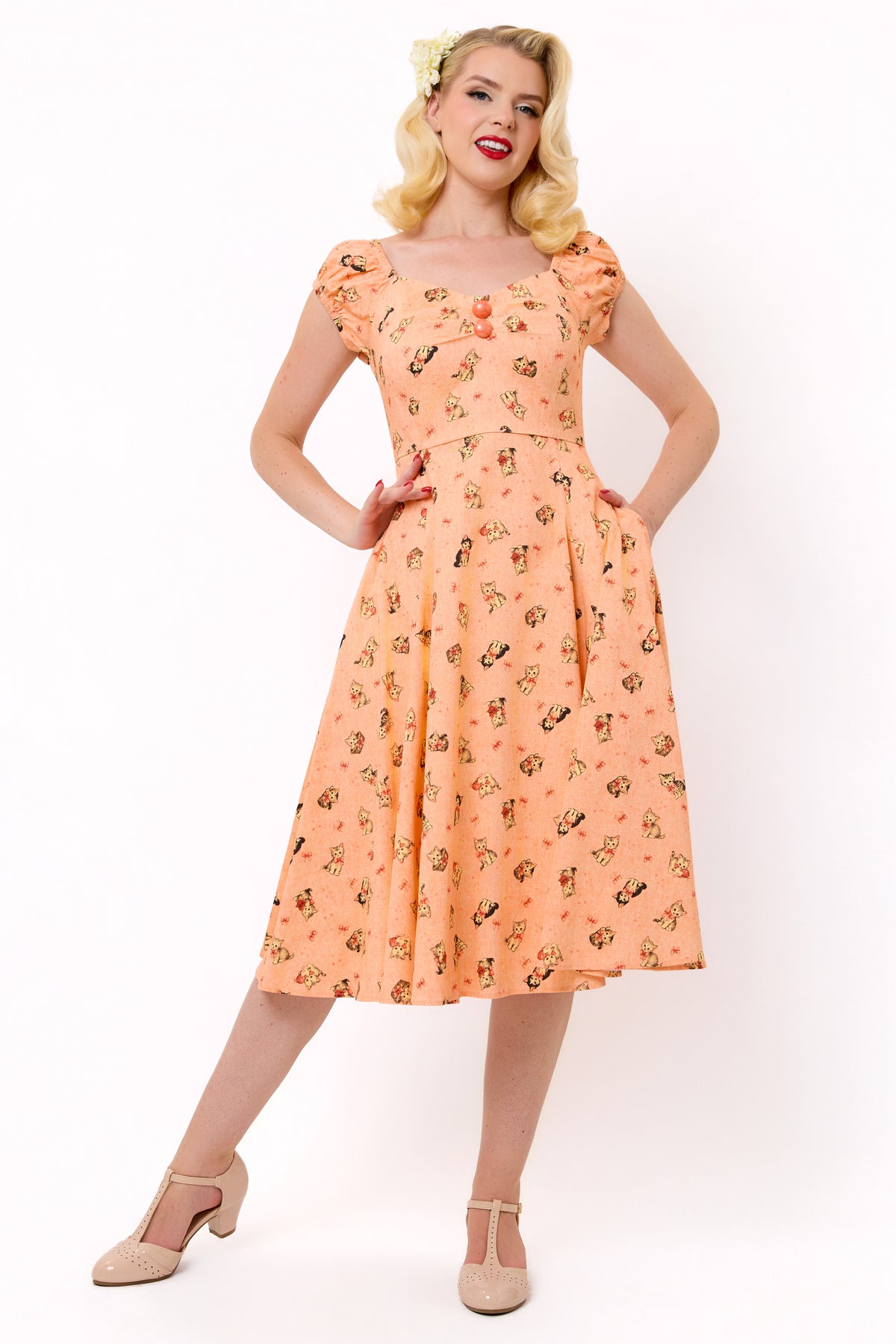 Dolores Kitty Cat Swing Dress