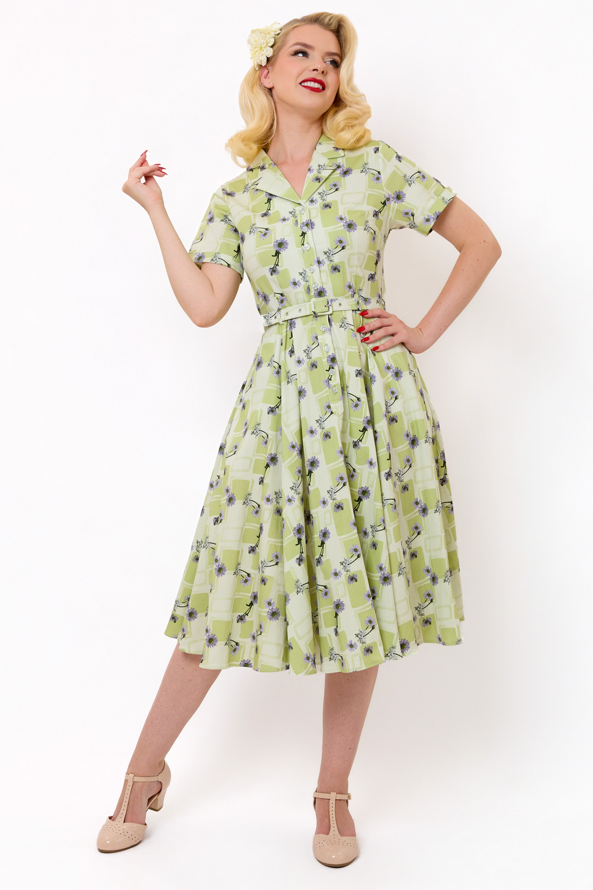 Caterina Lavender Lattice Swing Dress