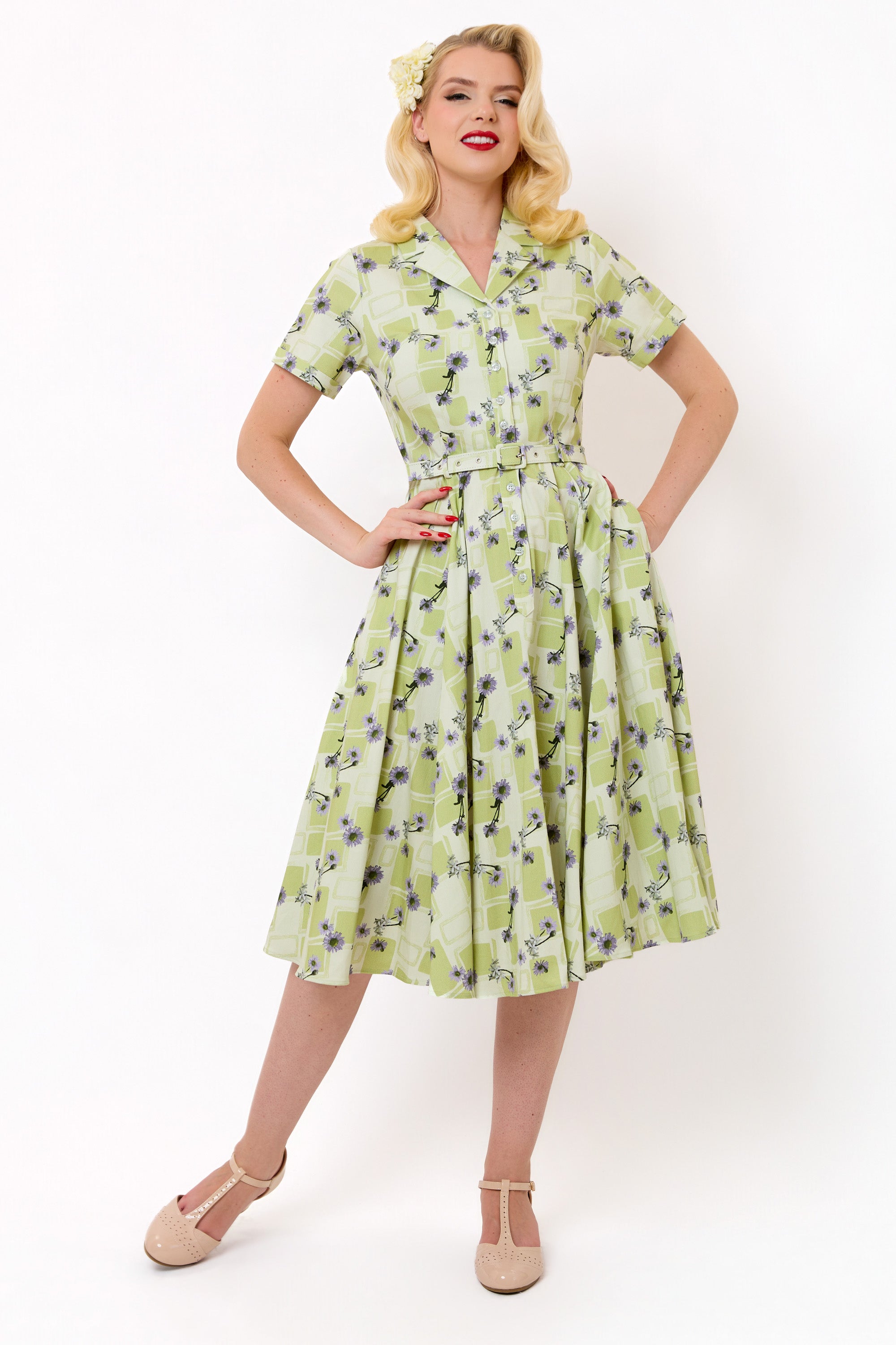Caterina Lavender Lattice Swing Dress