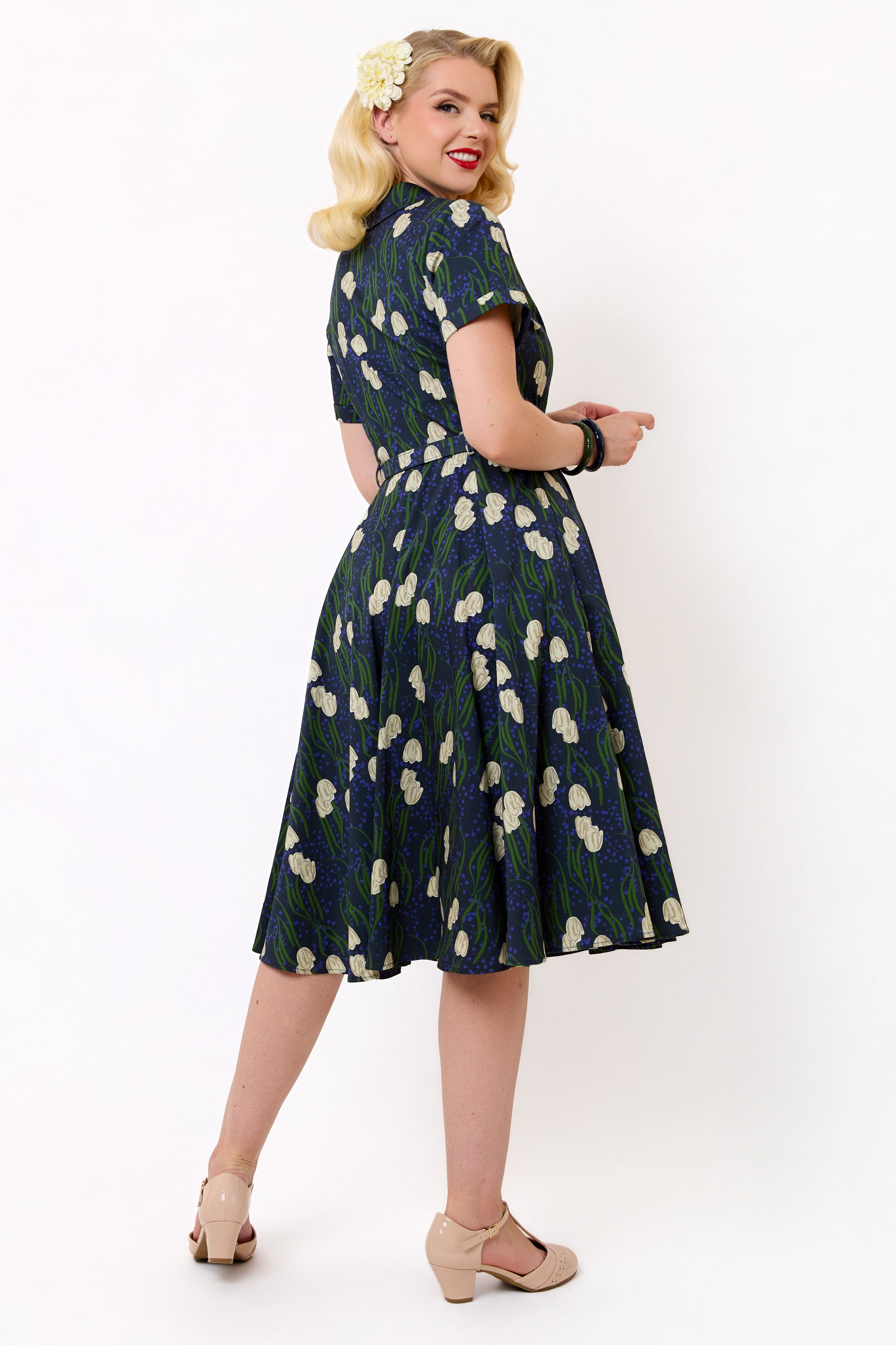 Caterina Moonlit Tulips Swing Dress