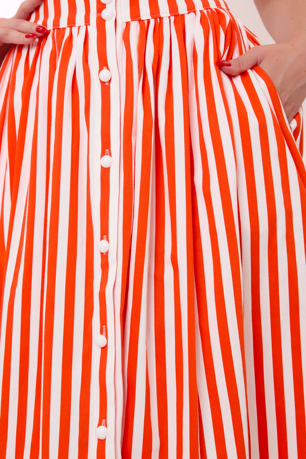 Marianna Red Stripe Swing Skirt
