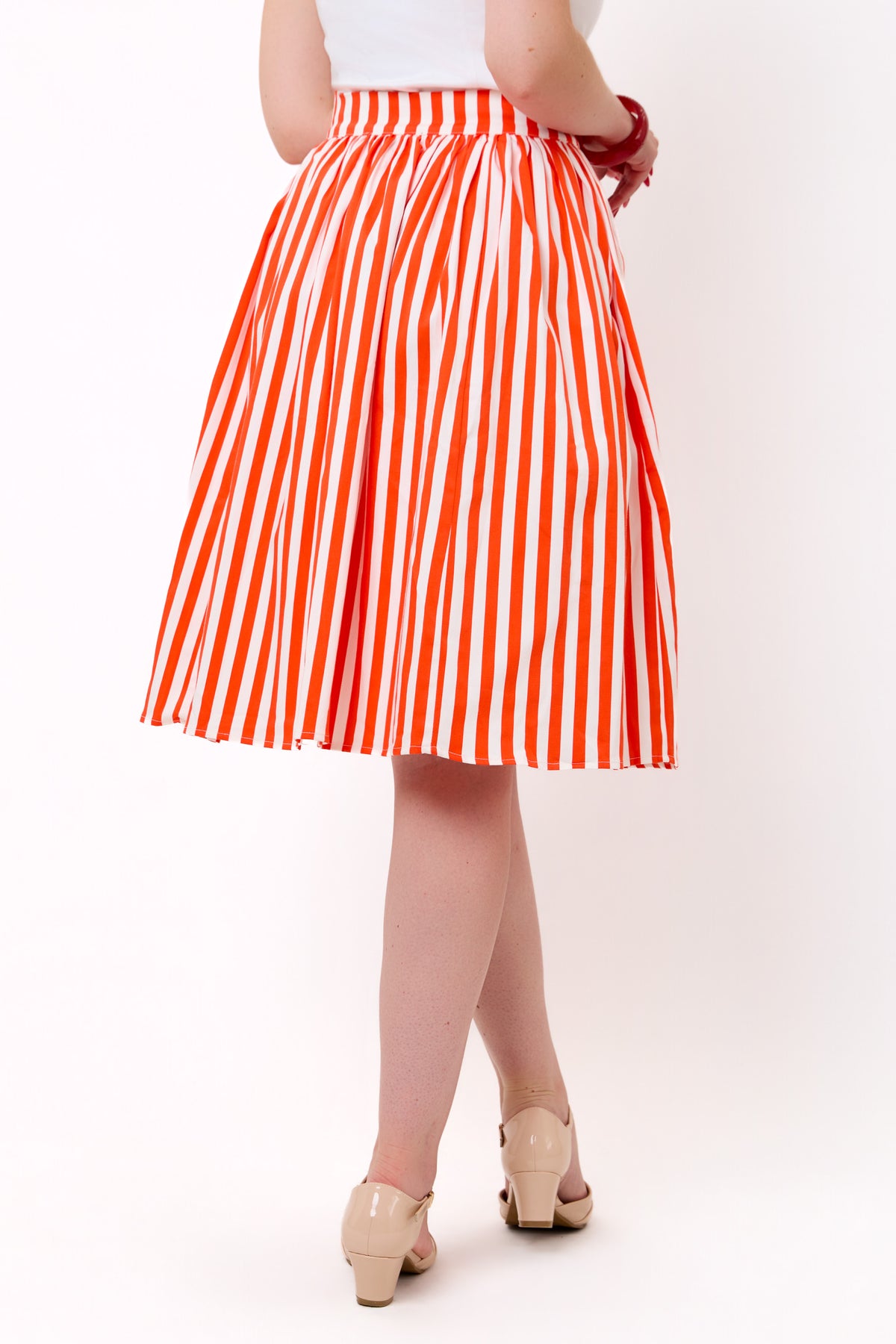 Marianna Red Stripe Swing Skirt