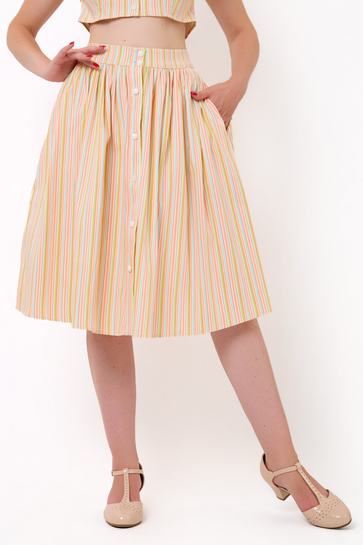 Marianna Pastel Stripe Swing Skirt