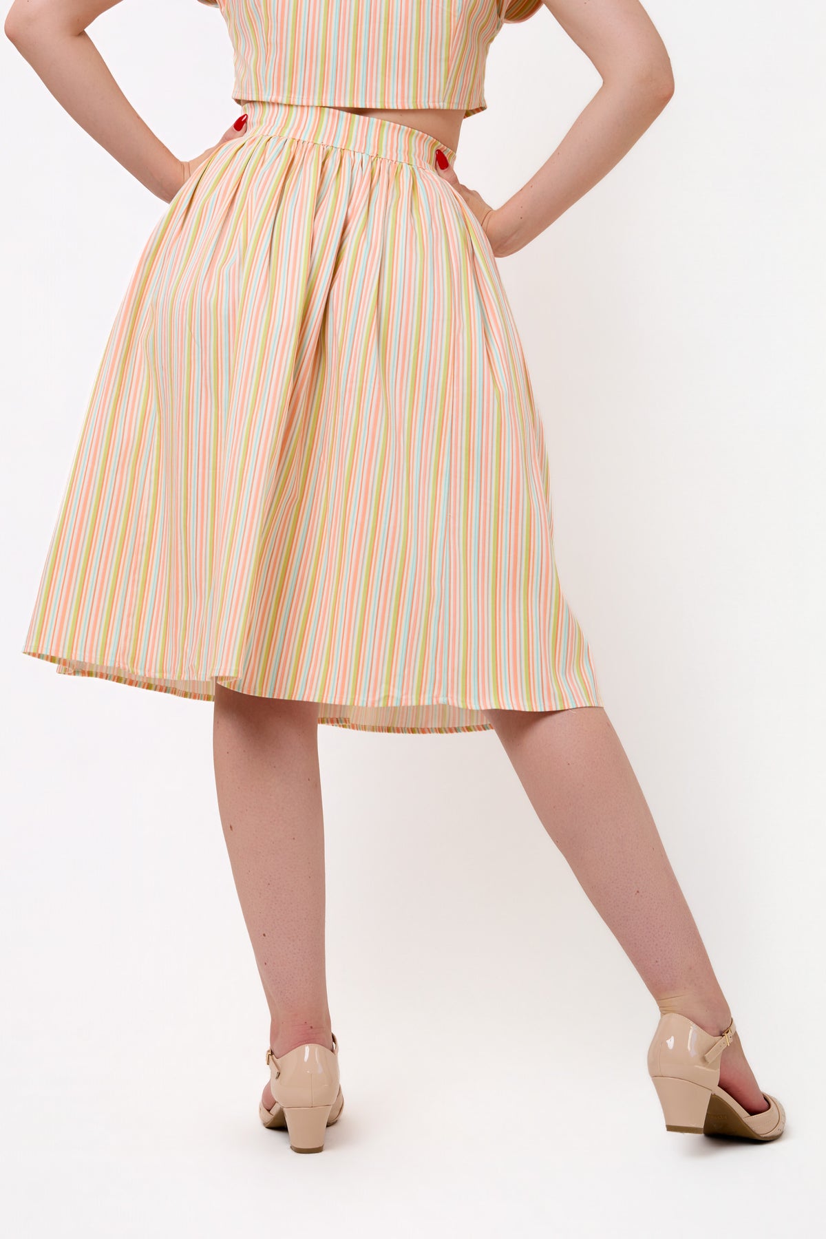 Marianna Pastel Stripe Swing Skirt
