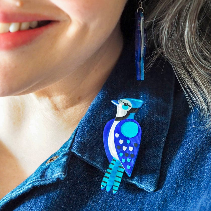 Erstwilder The Boisterous Blue Jay Brooch
