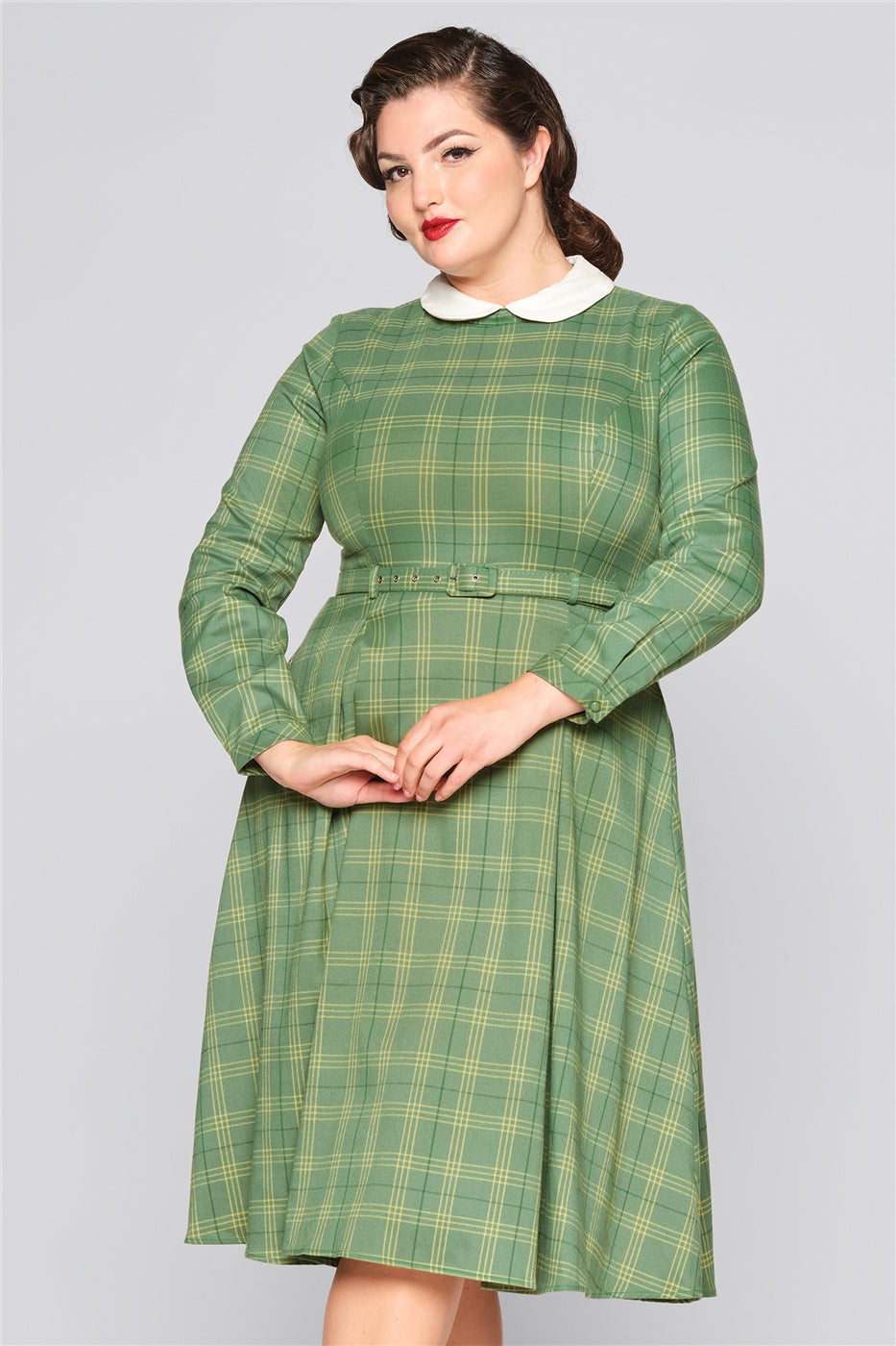 Marika Leaf Check Swing Dress