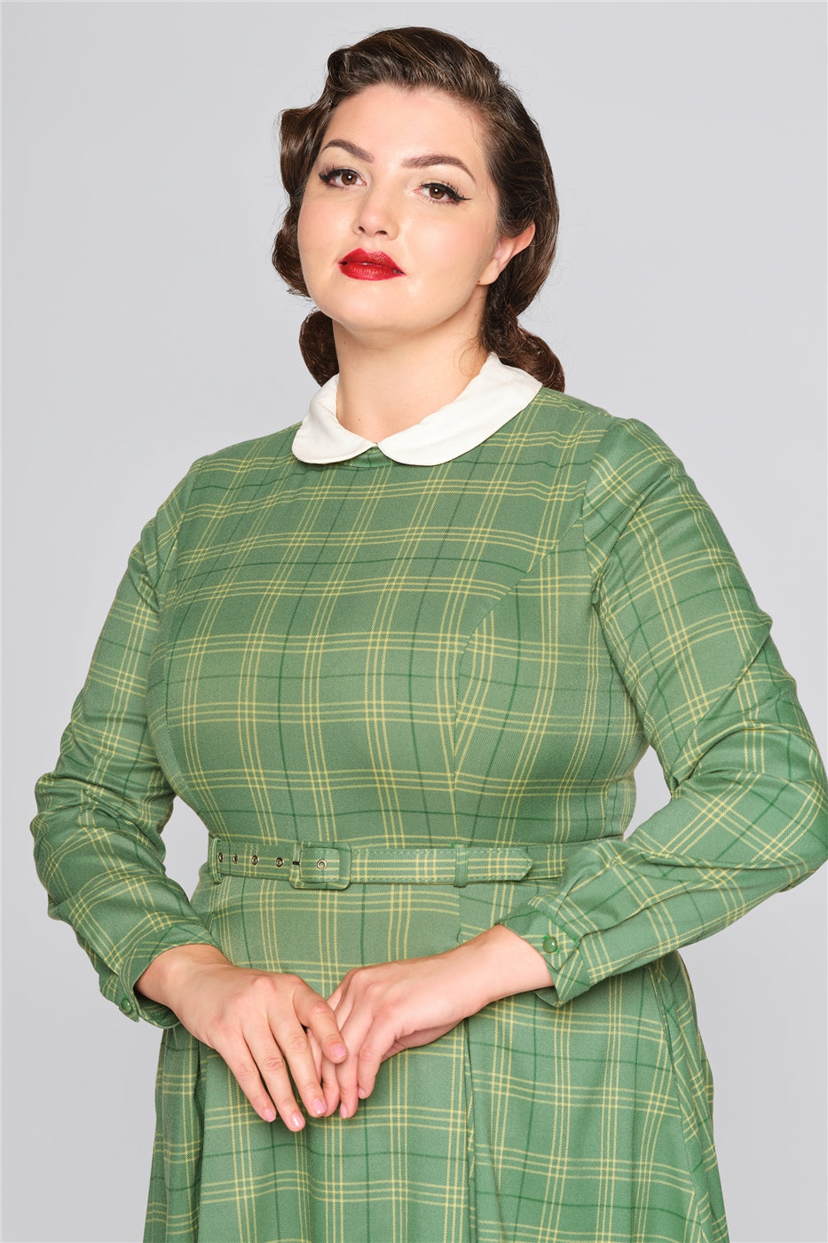 Marika Leaf Check Swing Dress