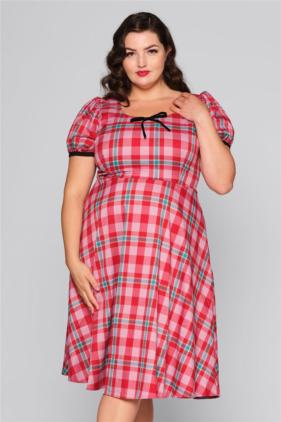 Leanne Winterberry Check Swing Dress