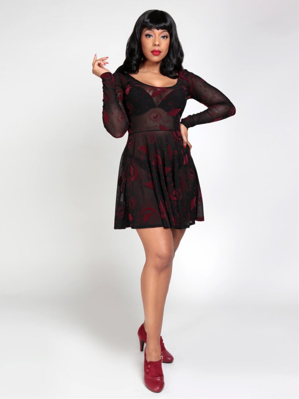 Elena Moth Moonlight Mesh Skater Dress