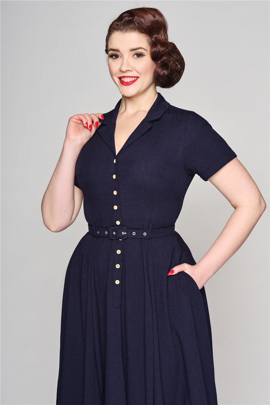 Caterina Linen Blend Swing Dress