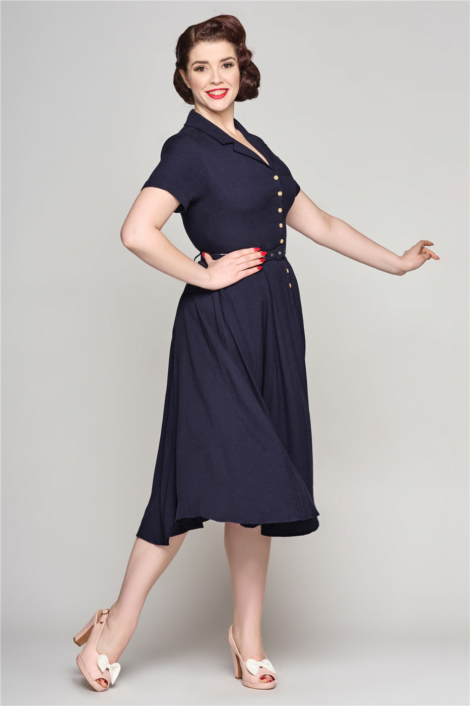 Caterina Linen Blend Swing Dress