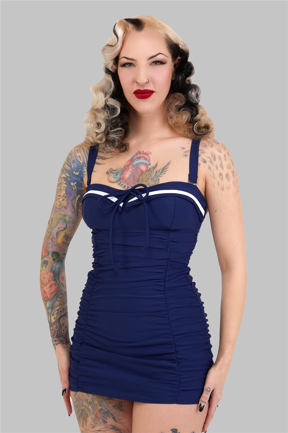 Sailor Folded Collar Swimsuit
