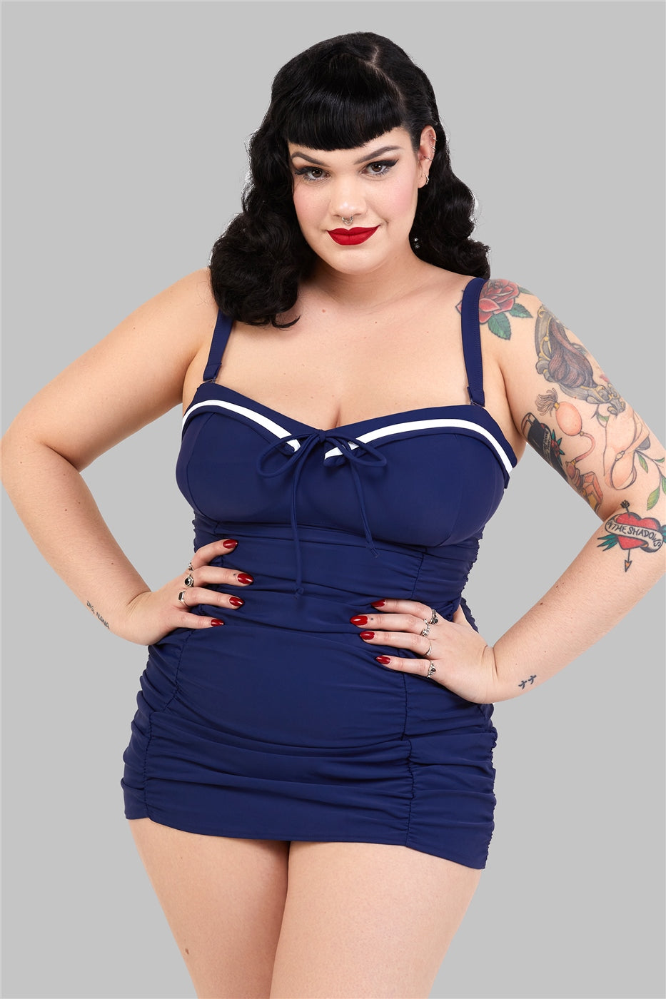 Sailor Folded Collar Swimsuit