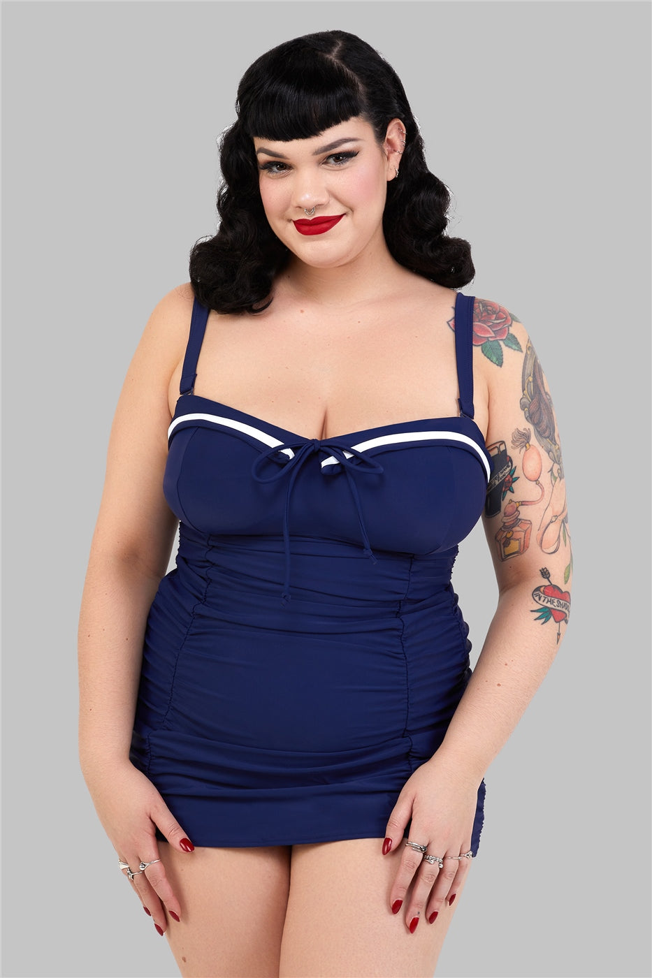 Sailor Folded Collar Swimsuit