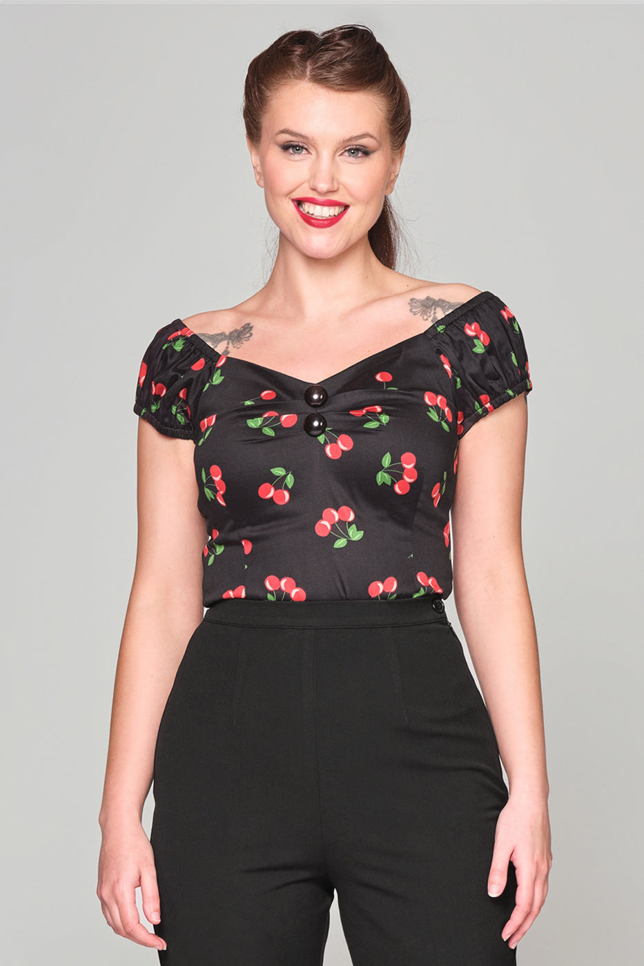 Dolores 50s Cherries Print Top