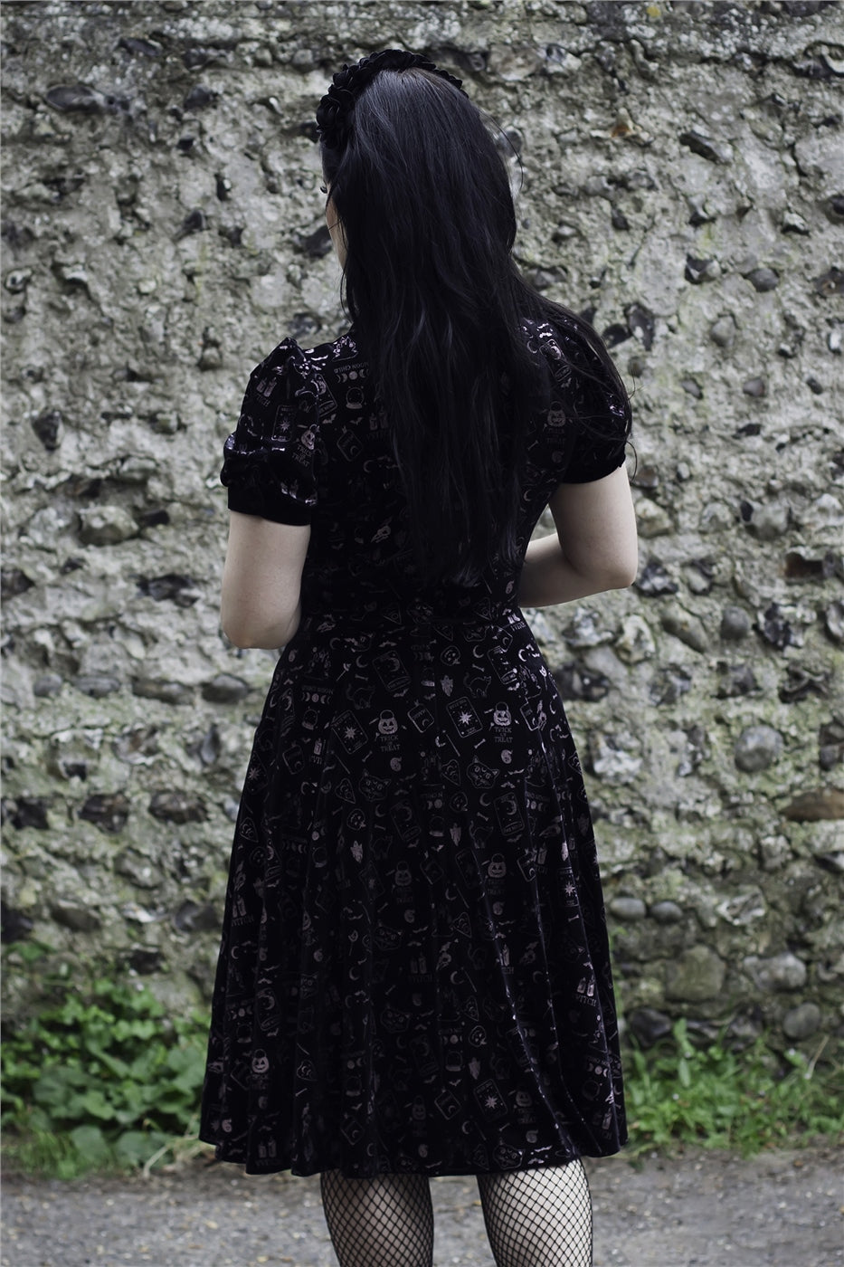 Peta Spooky Velvet Swing Dress