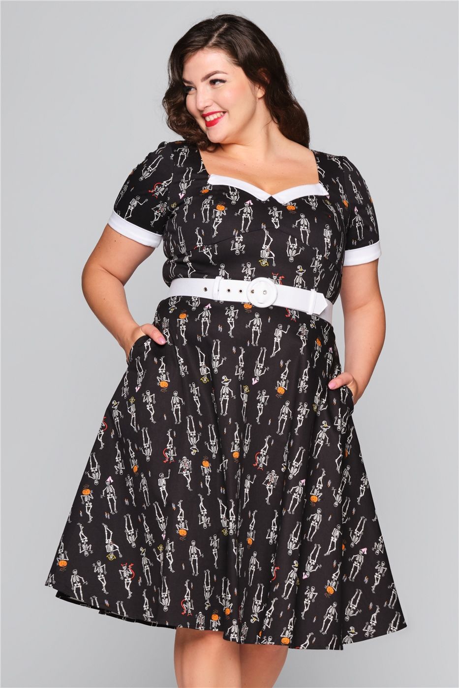 Roberta Skeleton Boo-Gie Swing Dress