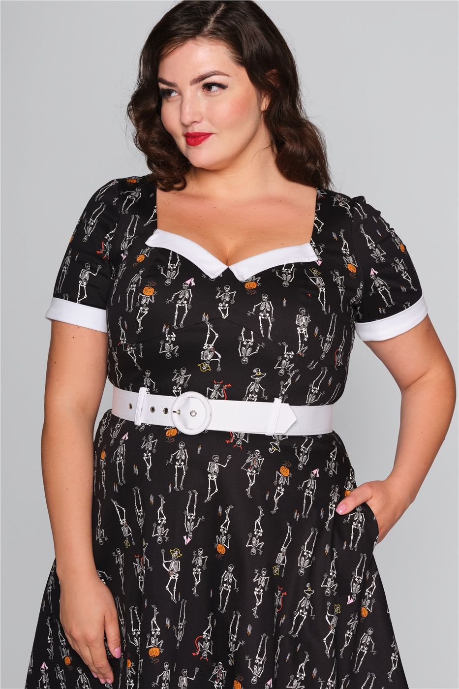 Roberta Skeleton Boo-Gie Swing Dress