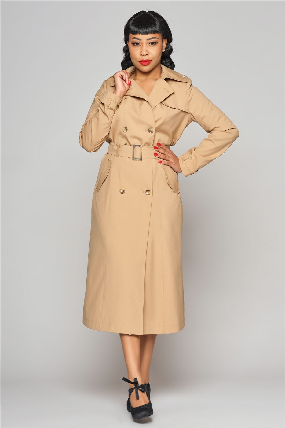 Kathie 40s Beige Trench Coat Collectif Vintage