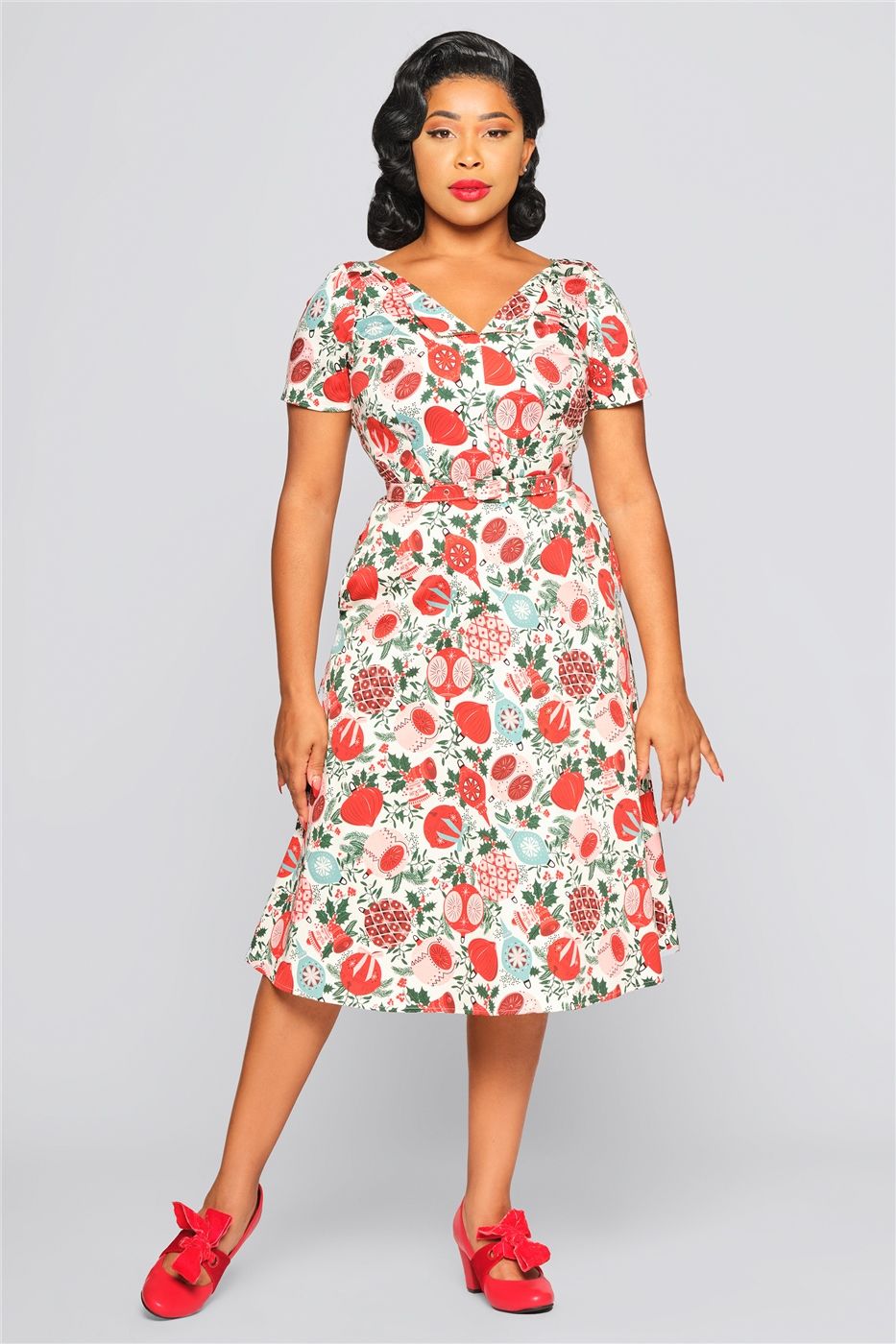 Valeria Deck The Halls Flared Dress