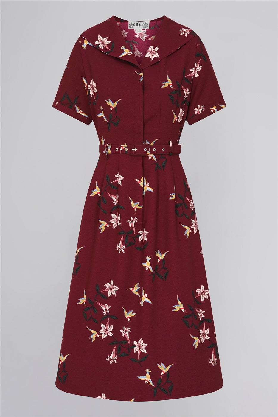 Alberta Lilies and Birds Flared Dress