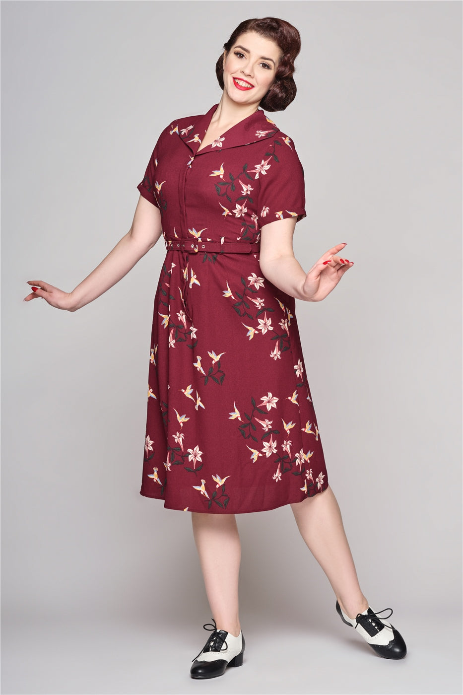 Alberta Lilies and Birds Flared Dress