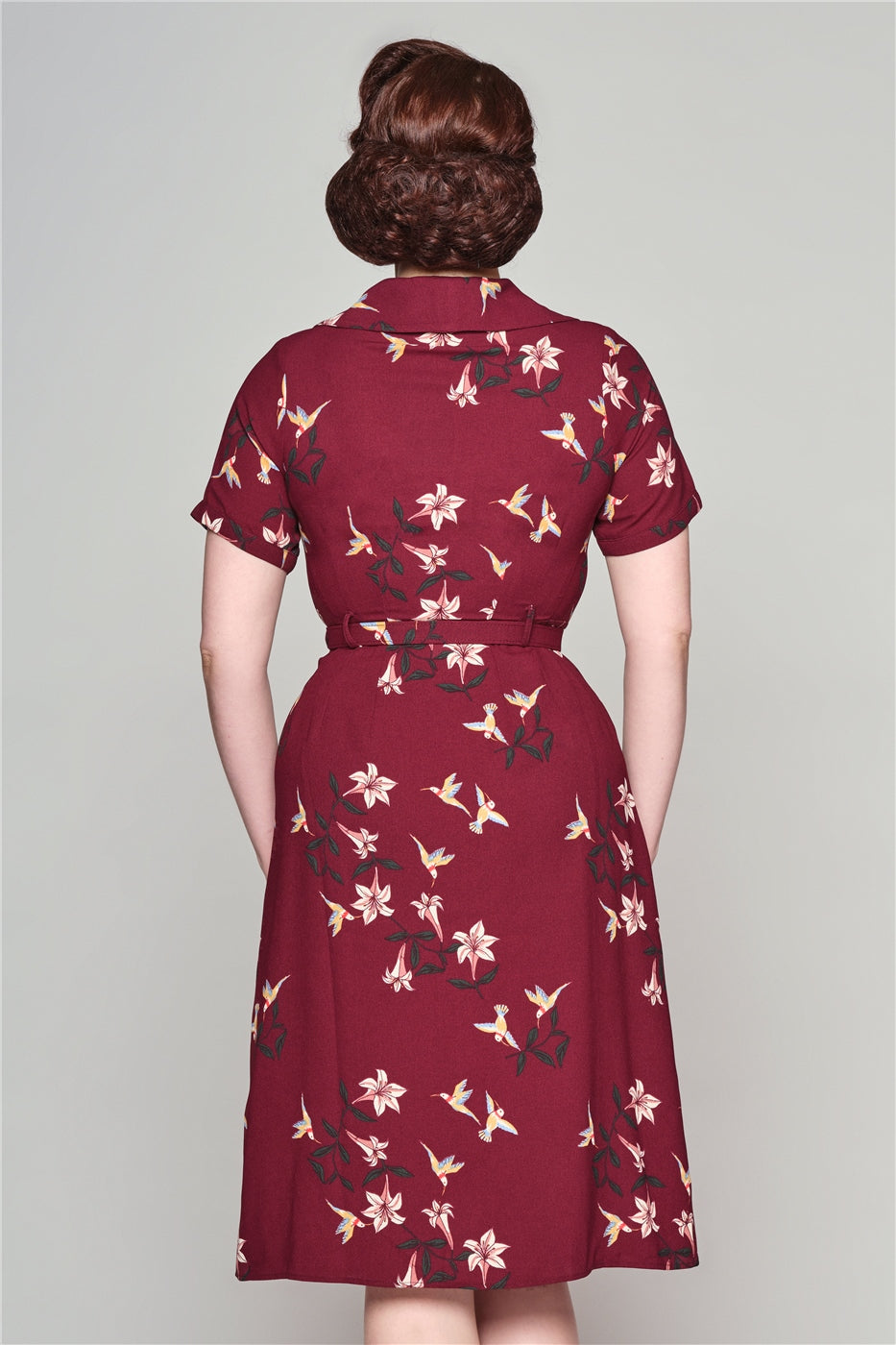 Alberta Lilies and Birds Flared Dress