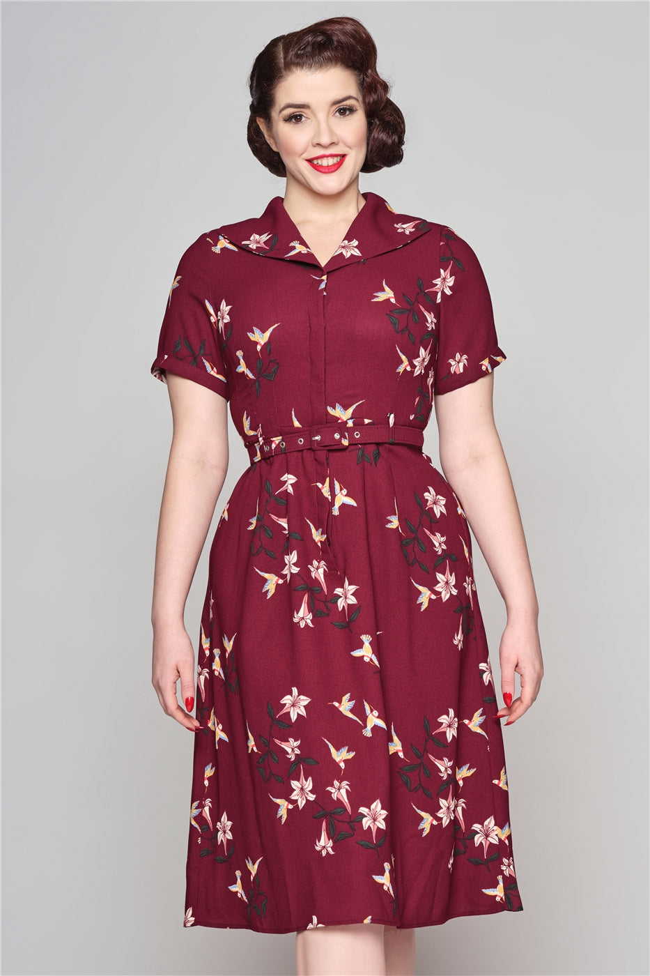 Alberta Lilies and Birds Flared Dress