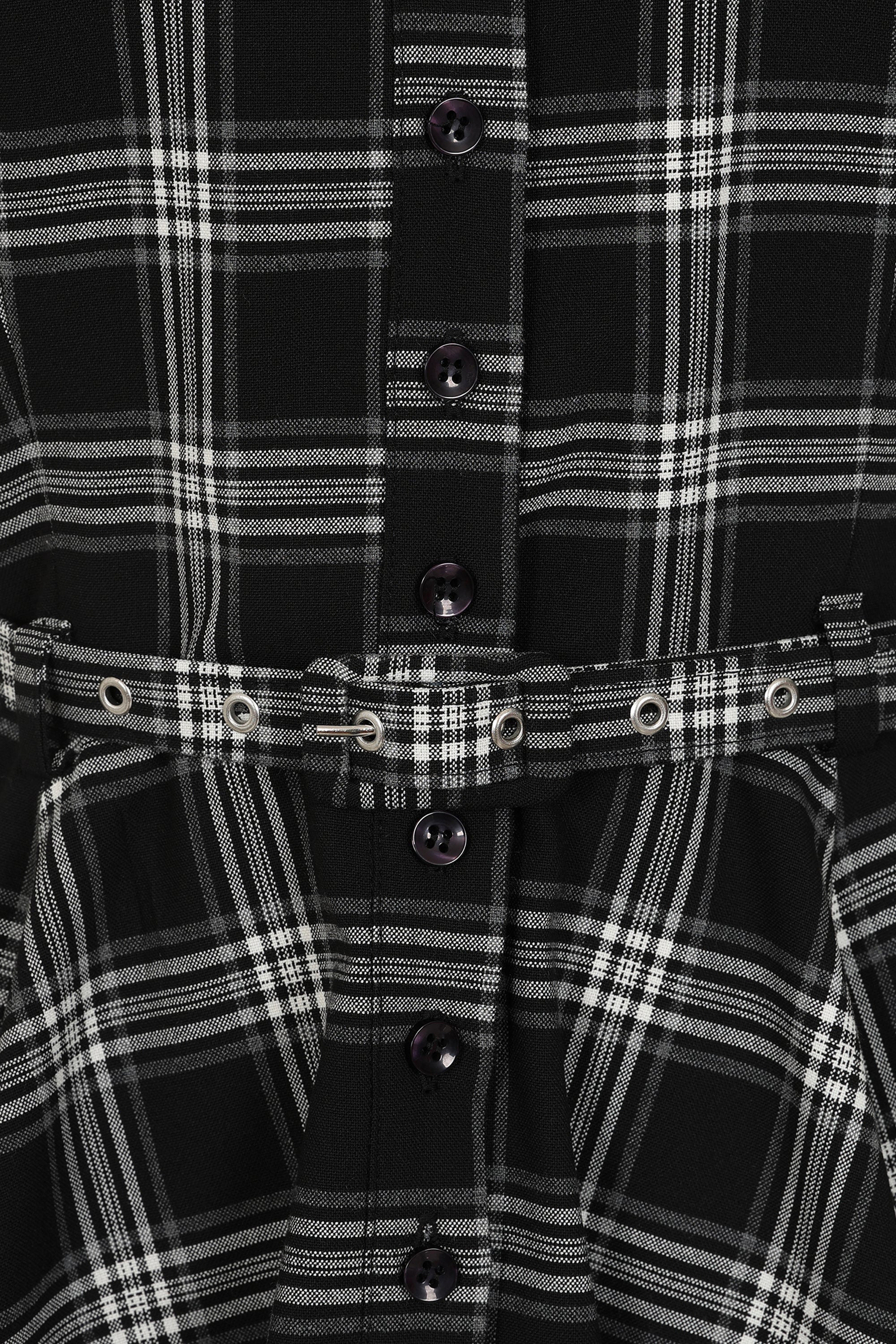 Caterina Black Ghost Check Swing Dress