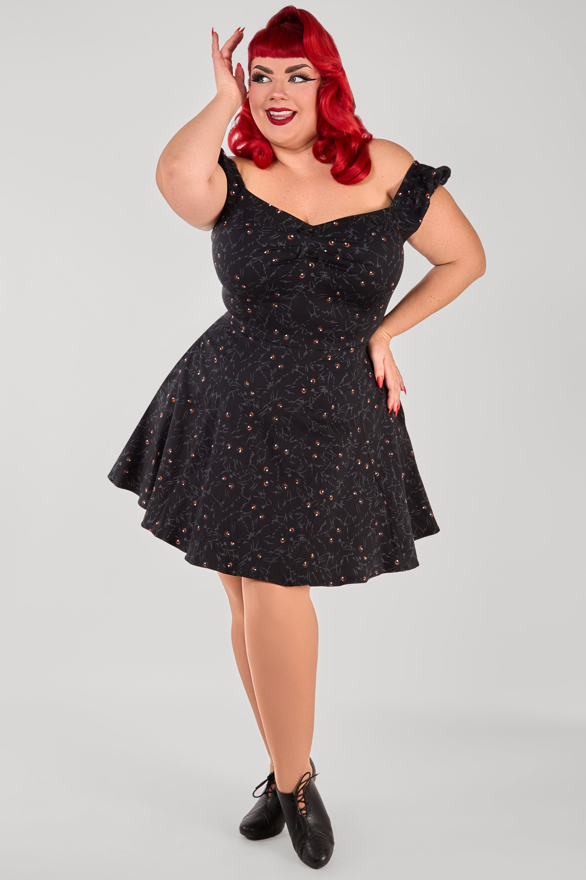 Dolores Black Cats Mini Dress