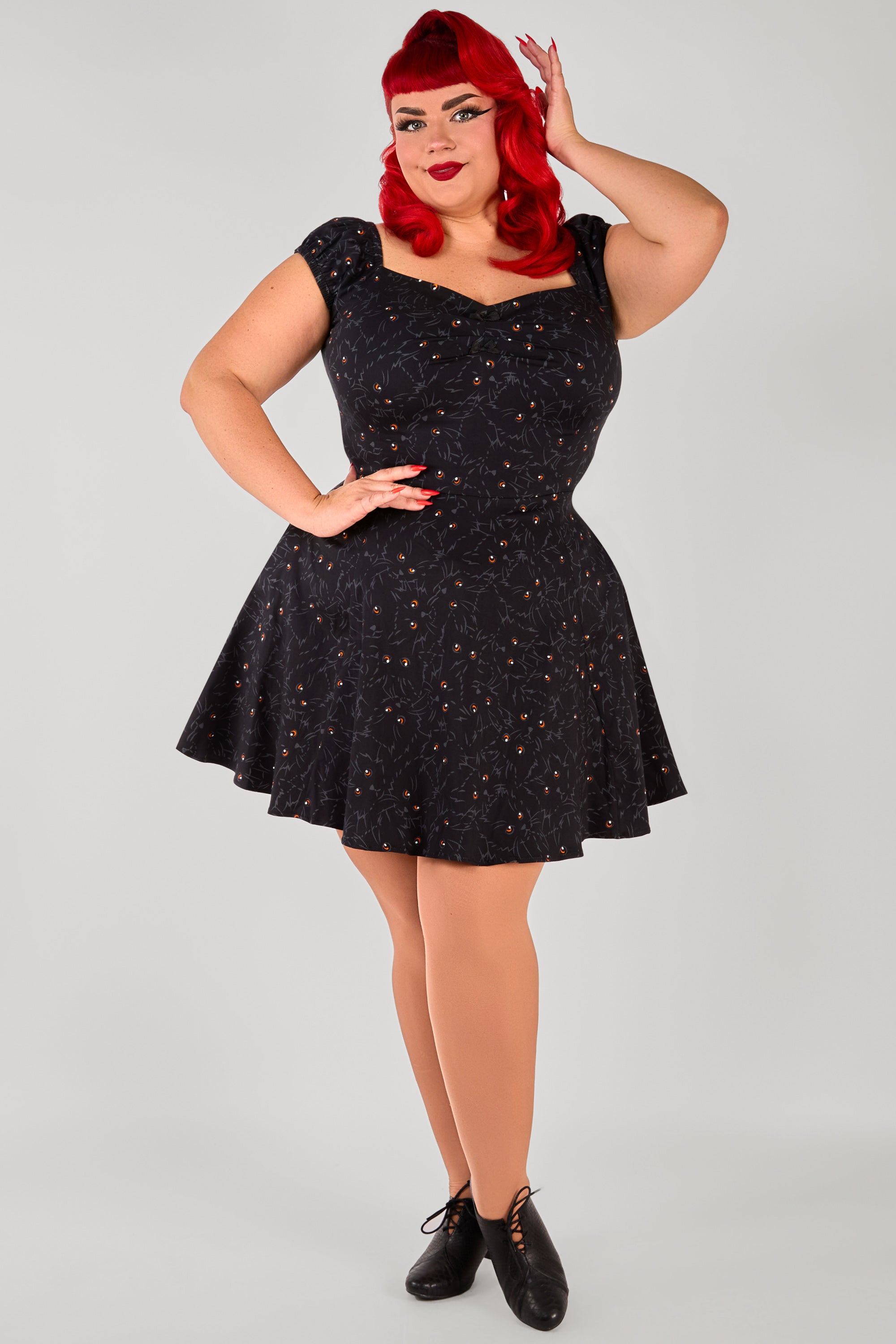 Dolores Black Cats Mini Dress