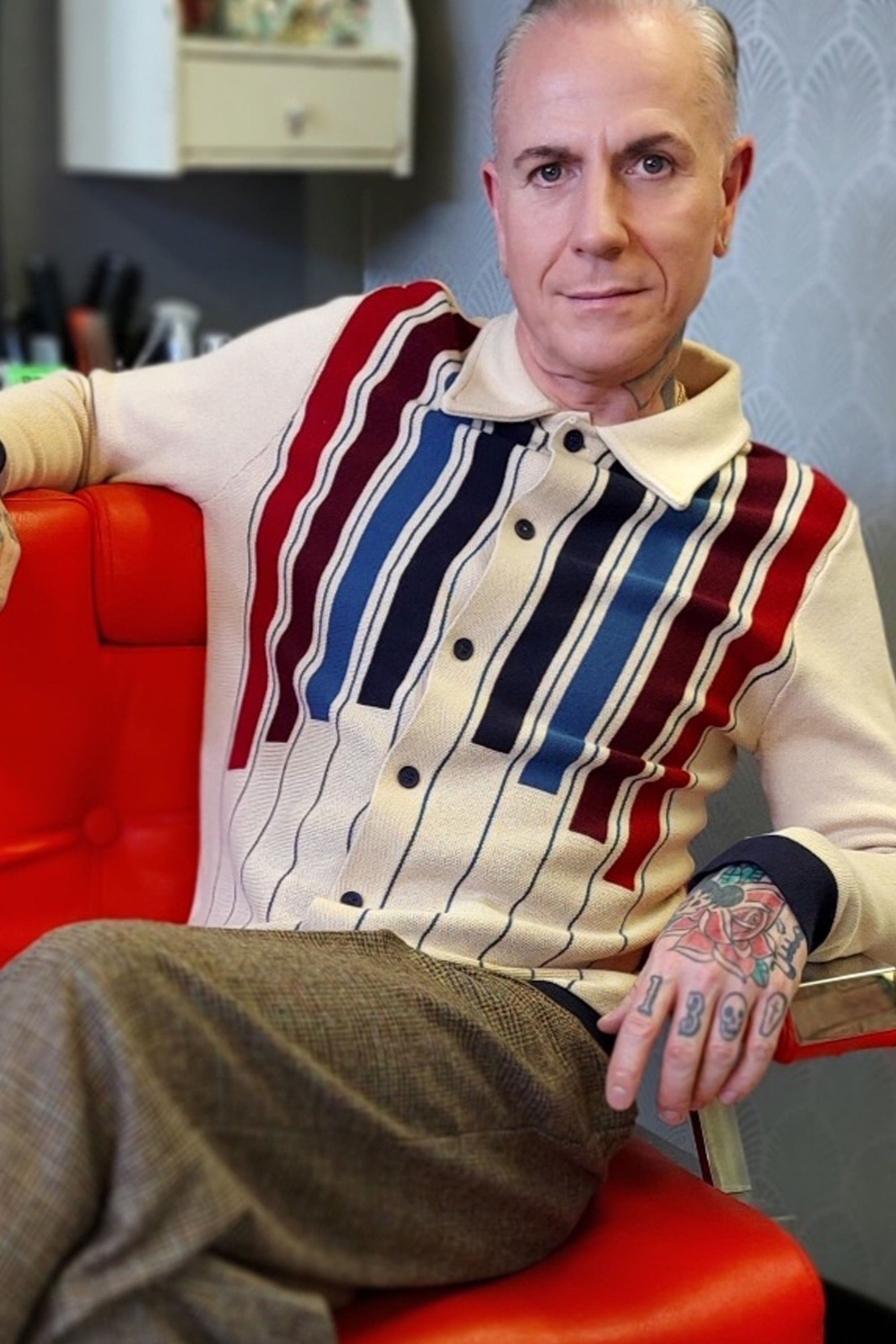 Luca Equator Stripe Knitted Cardigan