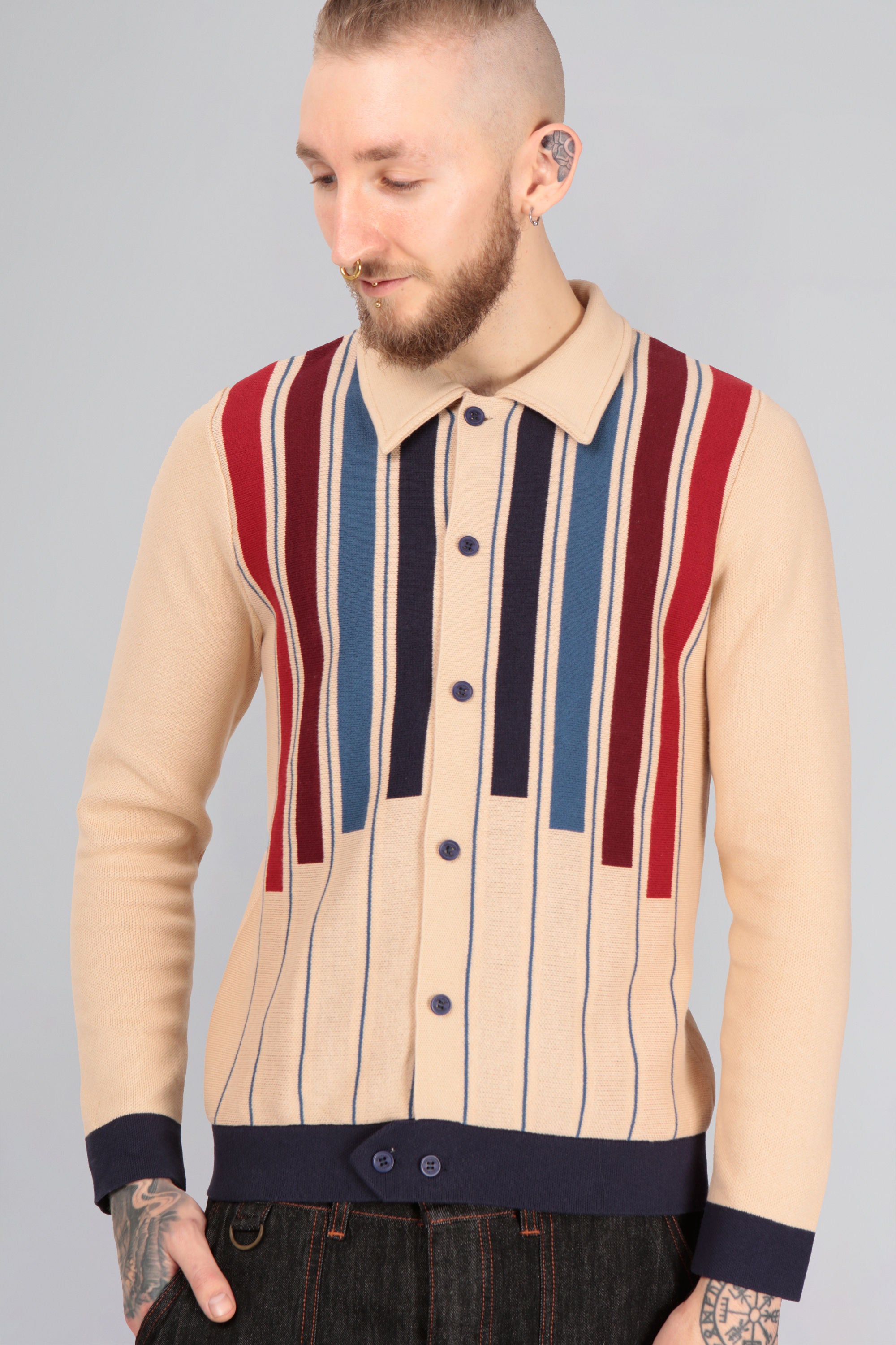 Luca Equator Stripe Knitted Cardigan
