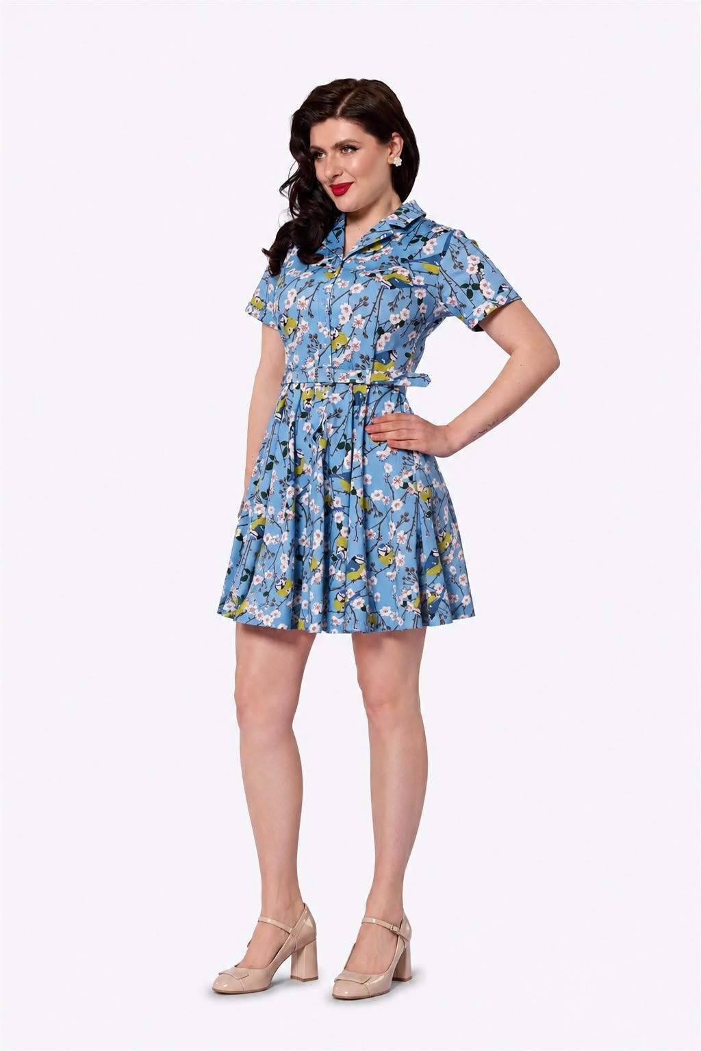 Caterina Blossom Birds Mini Dress