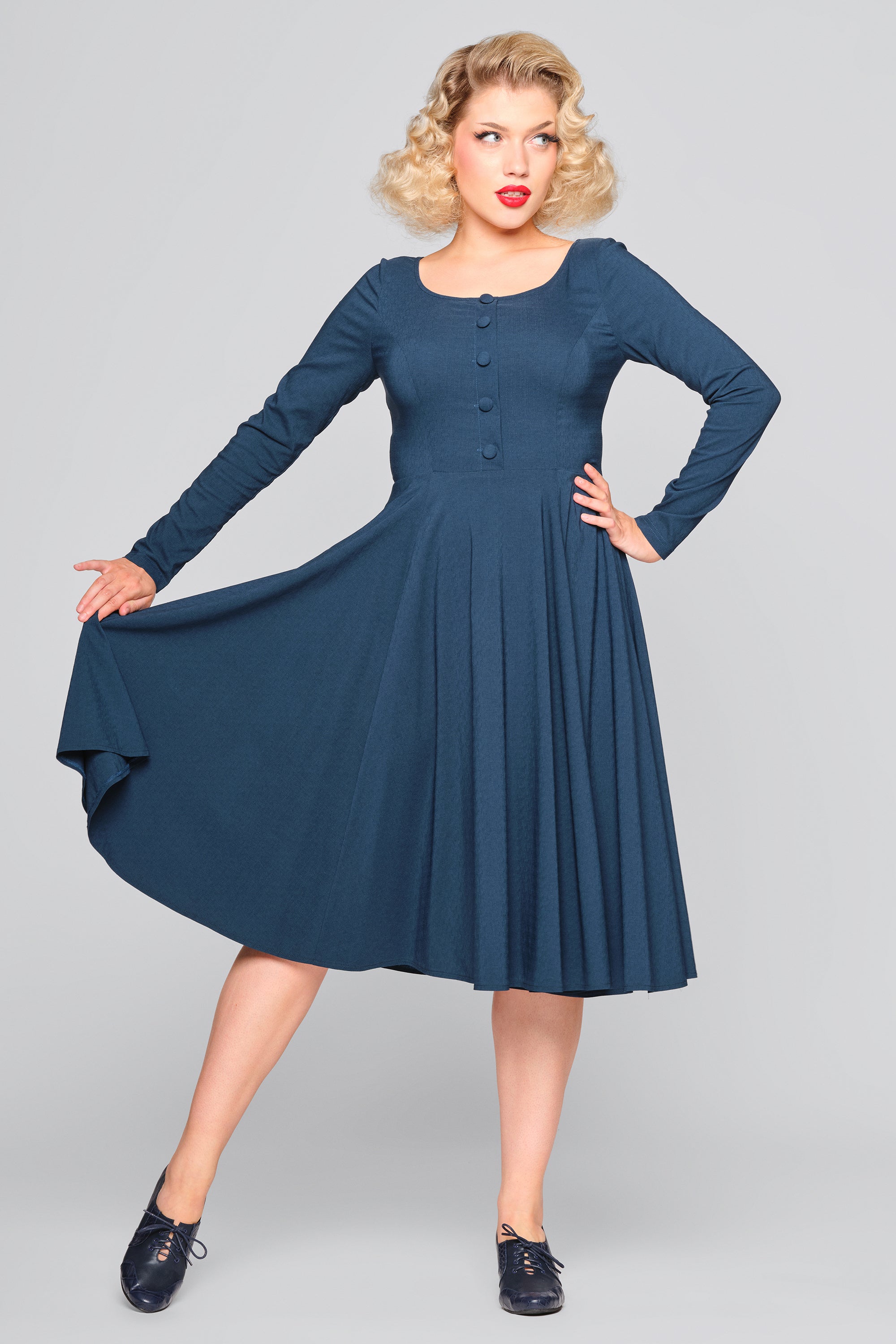 Edith Teal Swing Dress