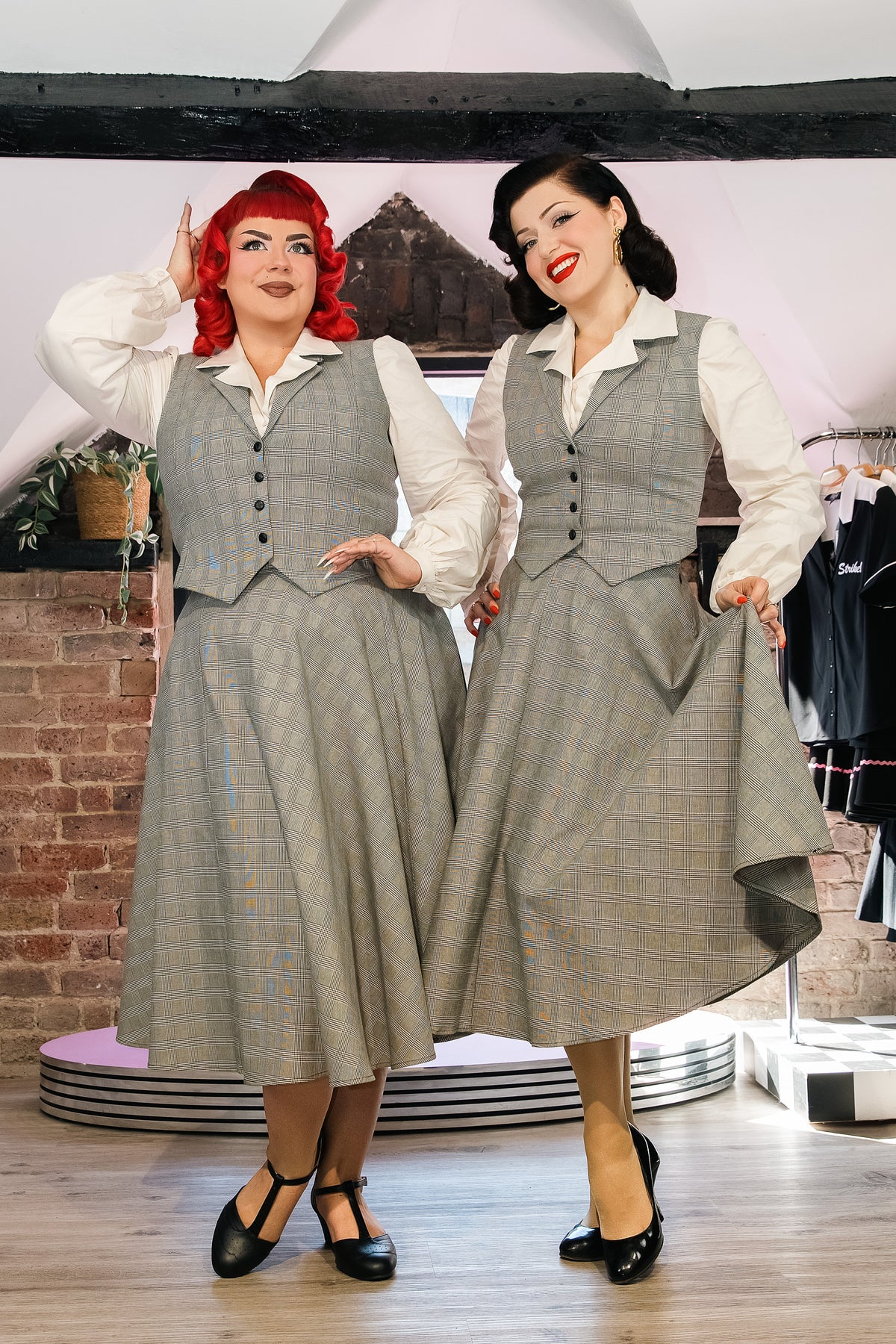 Professor Monochrome Check Skirt