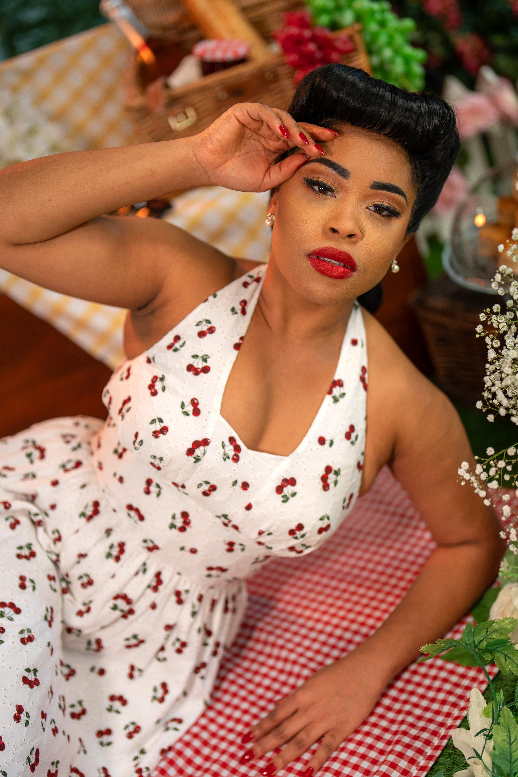 Honey Cherry Broderie Flared Dress