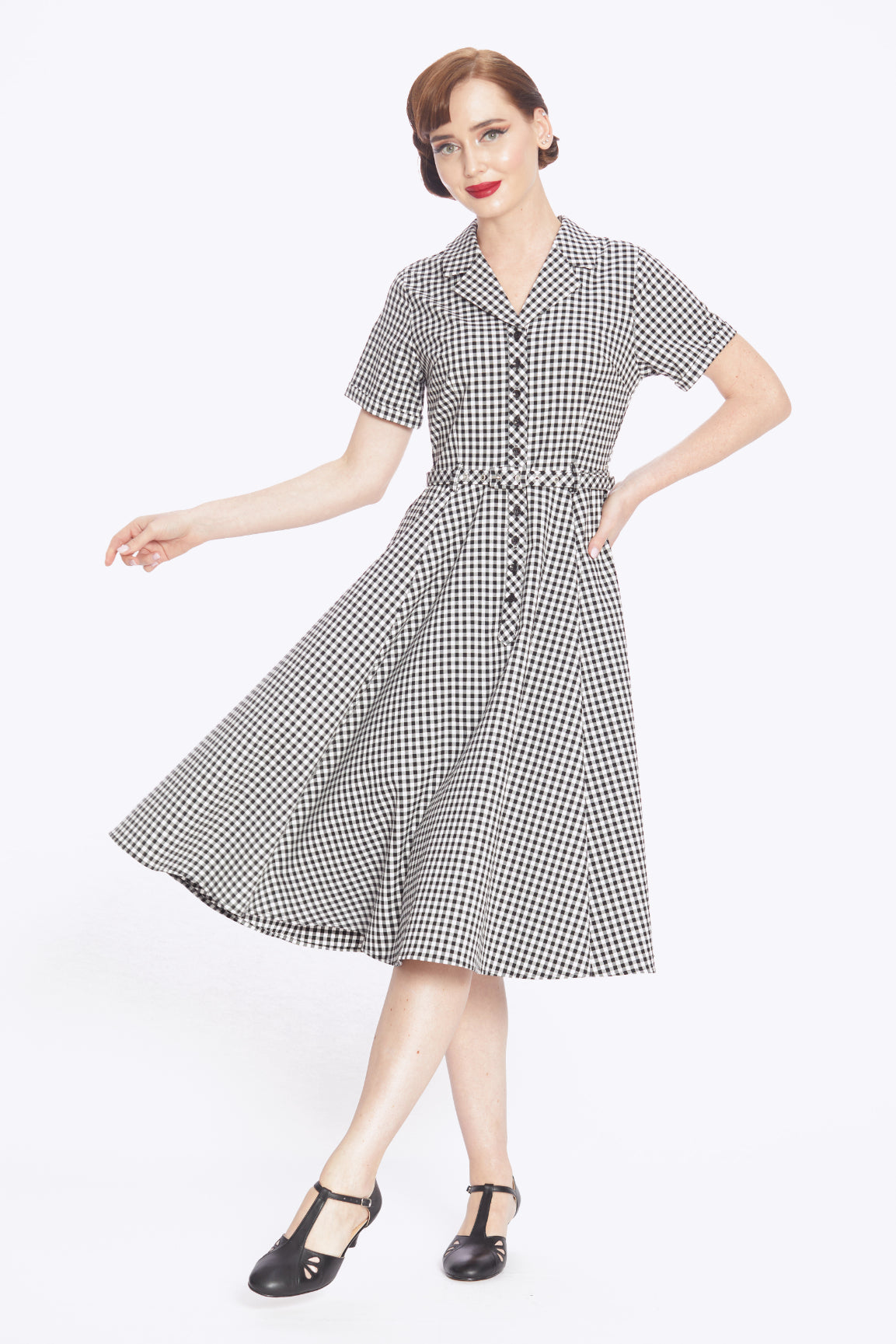 Caterina Black Gingham Swing Dress