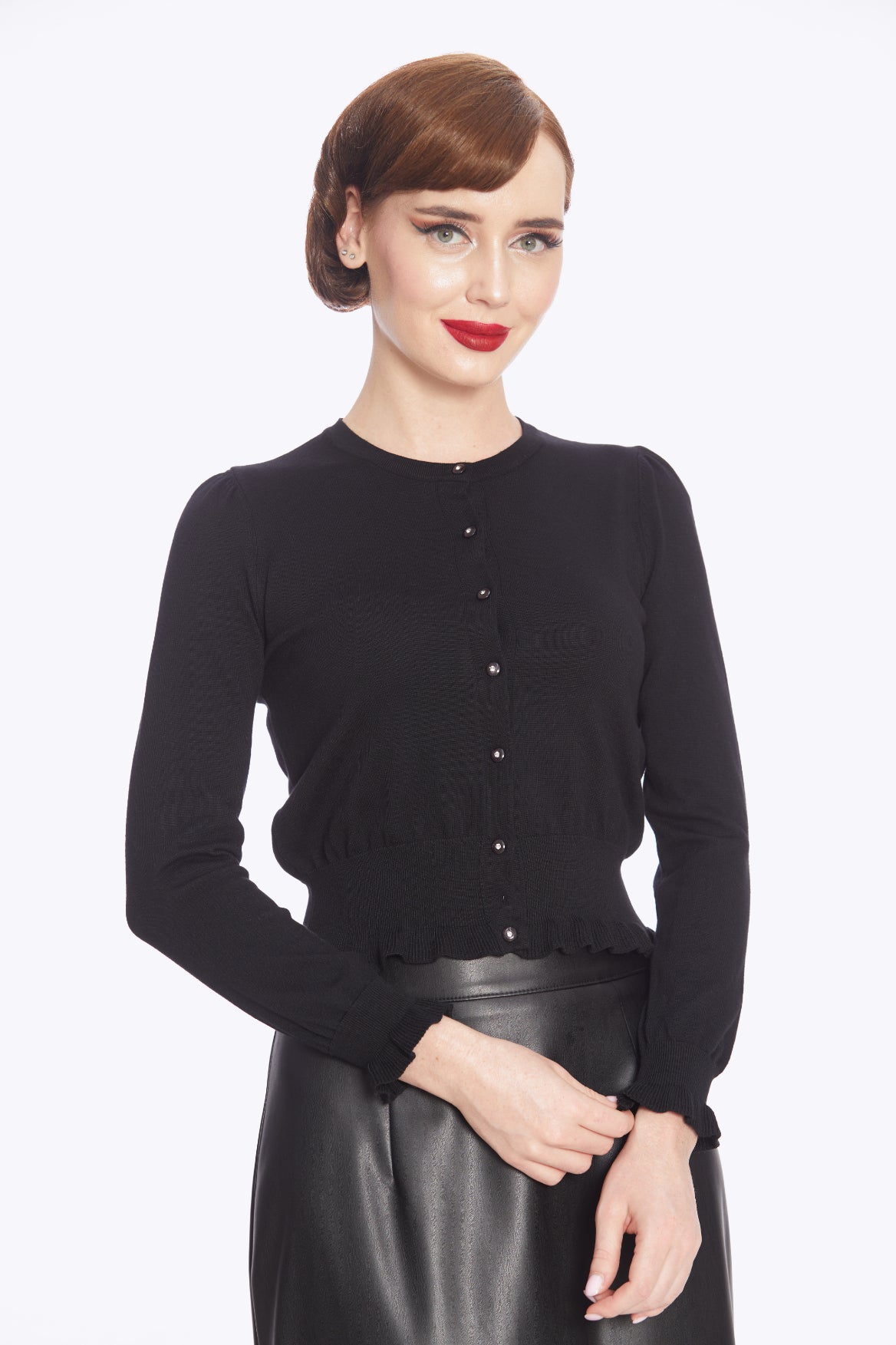 Sofia Frill Hem Cardigan Black