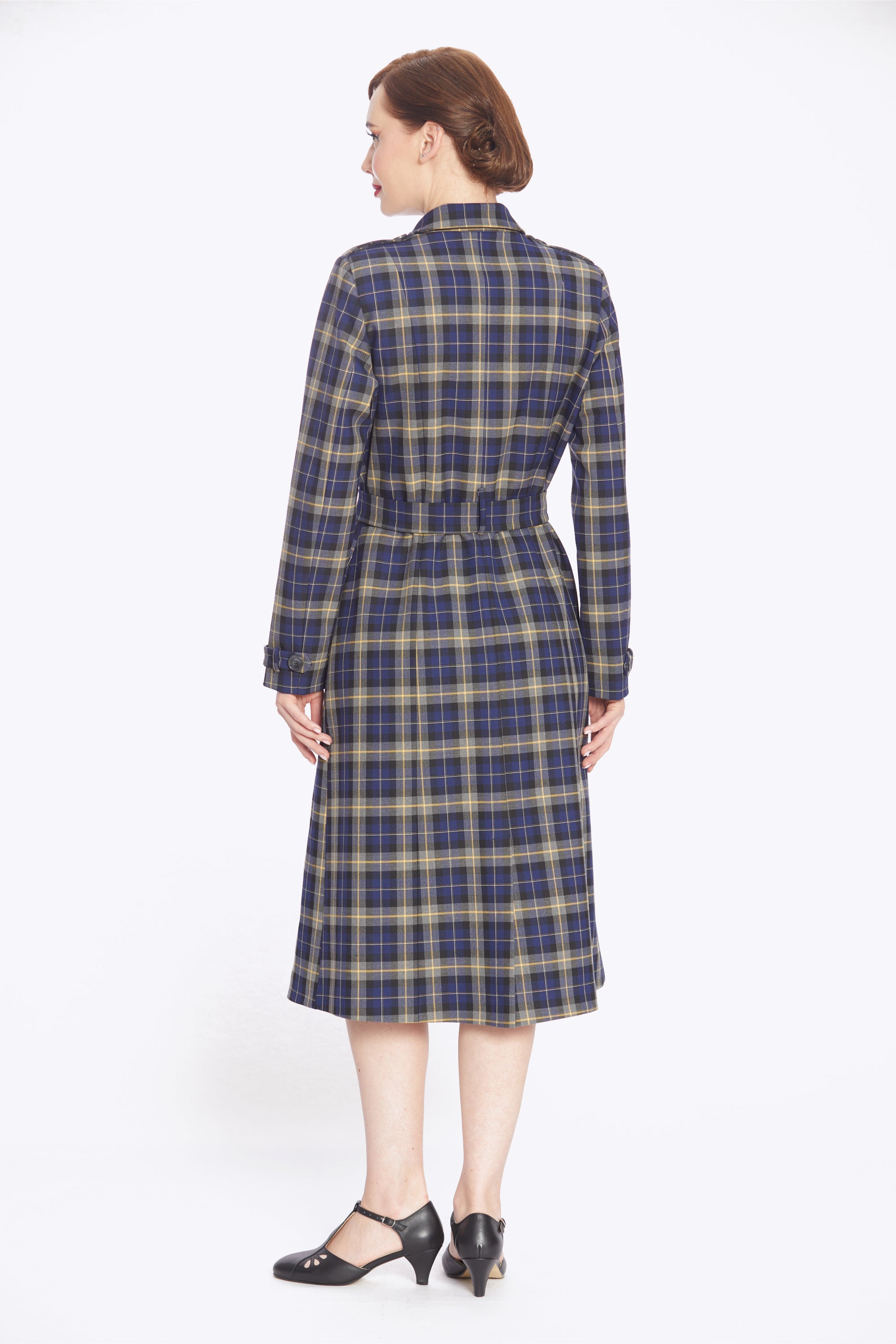 Kathie 40s Checks Trench Coat