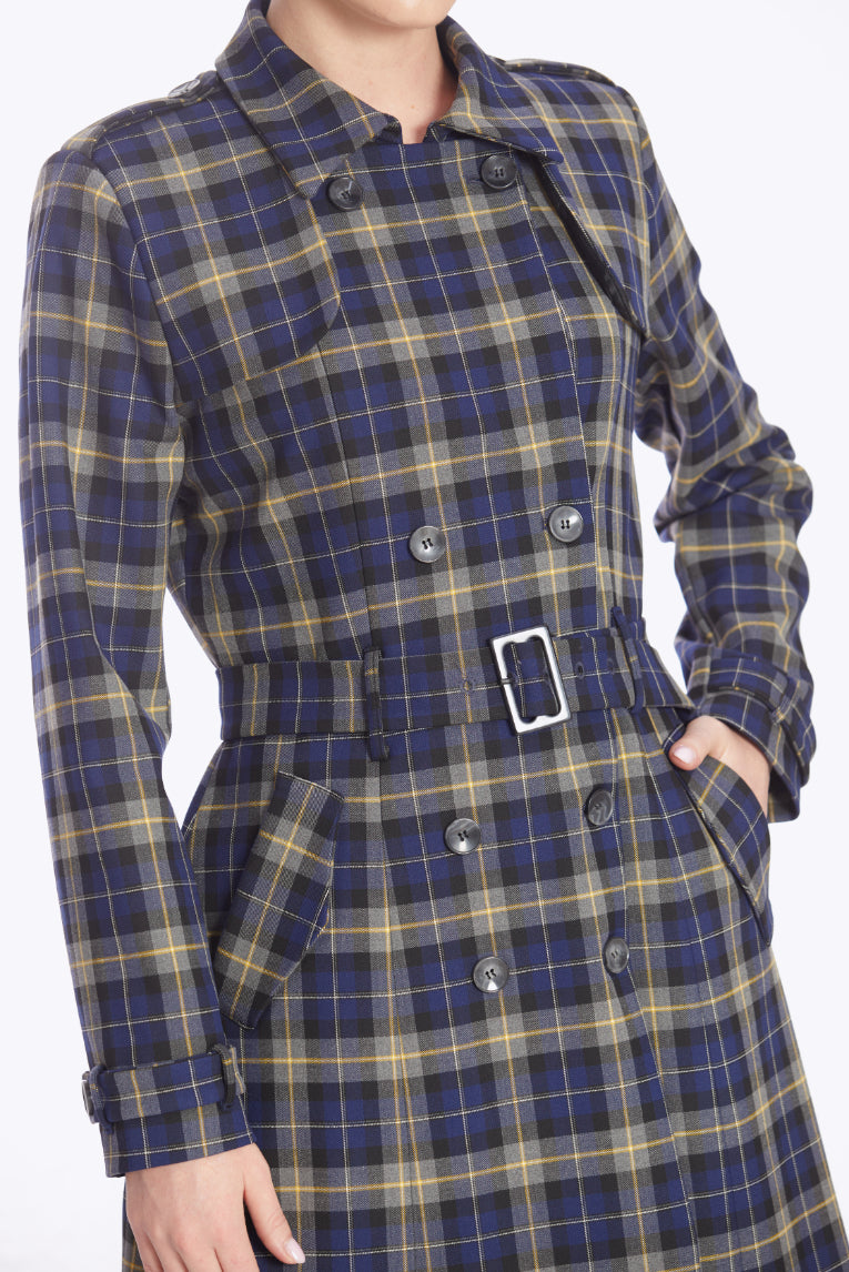 Kathie 40s Checks Trench Coat