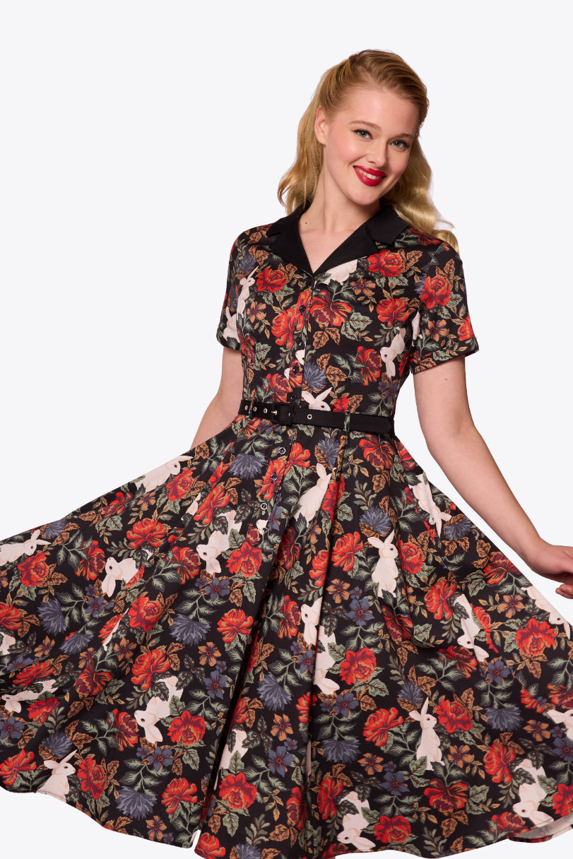 Caterina Forest Floral Swing Dress